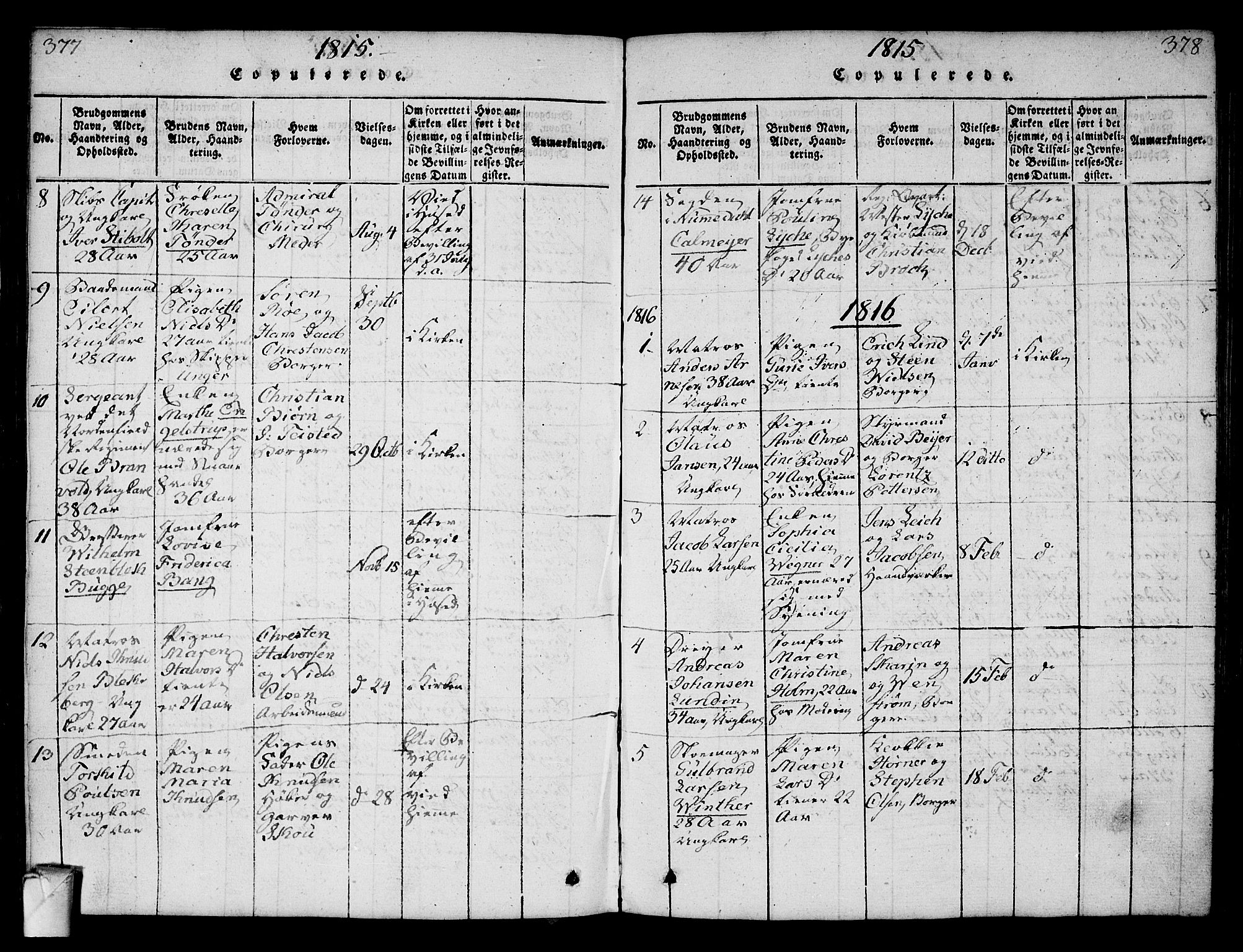 Strømsø kirkebøker, SAKO/A-246/F/Fa/L0011: Parish register (official) no. I 11, 1815-1829, p. 377-378