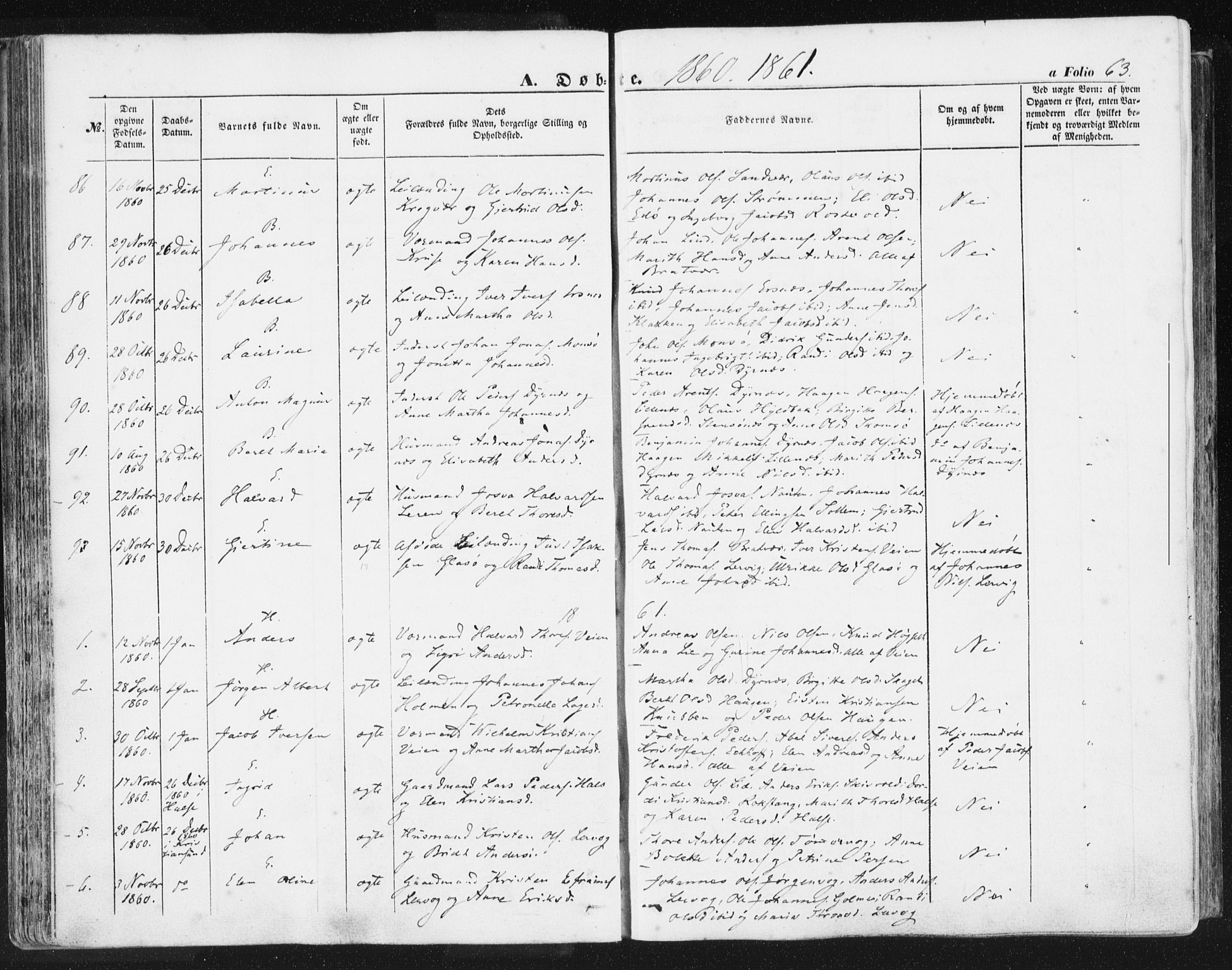 Ministerialprotokoller, klokkerbøker og fødselsregistre - Møre og Romsdal, AV/SAT-A-1454/581/L0937: Parish register (official) no. 581A05, 1853-1872, p. 63