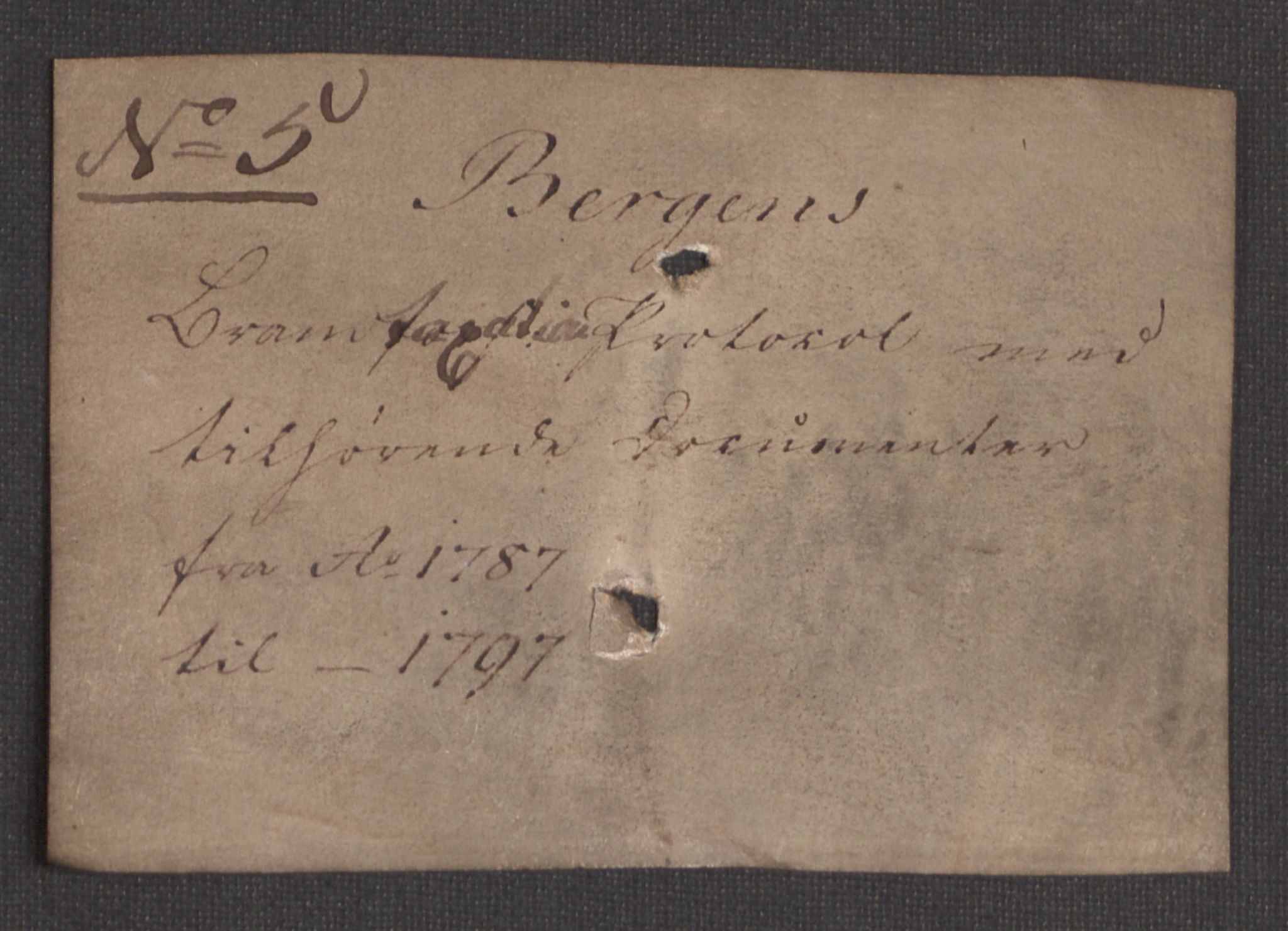 Kommersekollegiet, Brannforsikringskontoret 1767-1814, RA/EA-5458/F/Fa/L0005/0002: Bergen / Dokumenter, 1787-1797