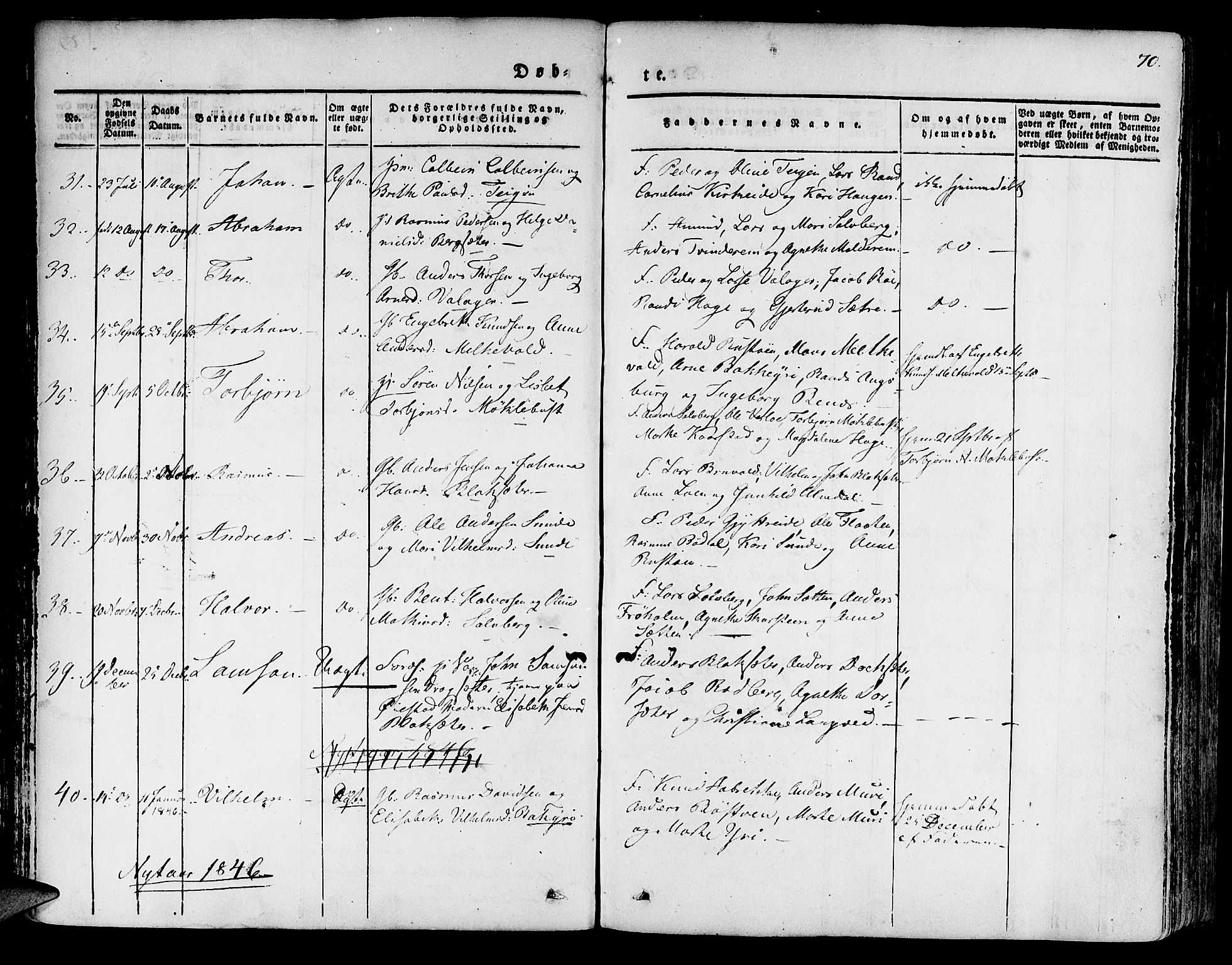 Innvik sokneprestembete, SAB/A-80501: Parish register (official) no. A 4I, 1831-1846, p. 70