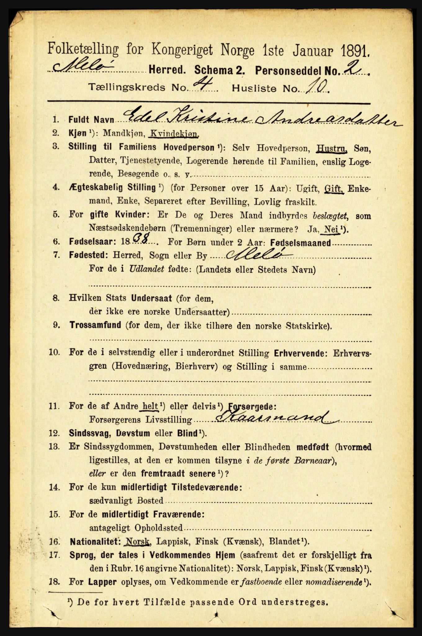 RA, 1891 census for 1837 Meløy, 1891, p. 1523