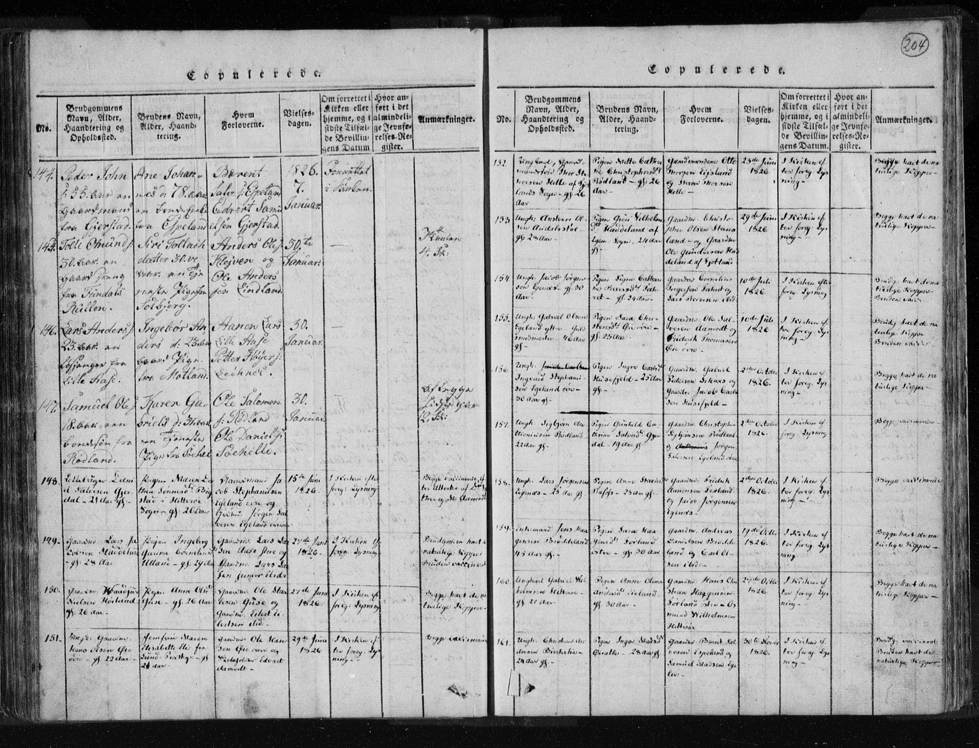 Kvinesdal sokneprestkontor, AV/SAK-1111-0026/F/Fa/Fab/L0003: Parish register (official) no. A 3, 1815-1829, p. 204