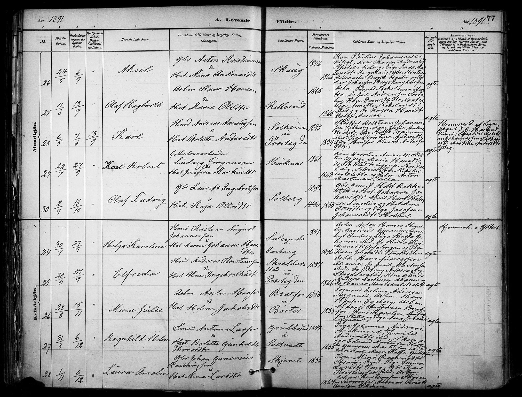 Enebakk prestekontor Kirkebøker, SAO/A-10171c/F/Fa/L0016: Parish register (official) no. I 16, 1883-1898, p. 77