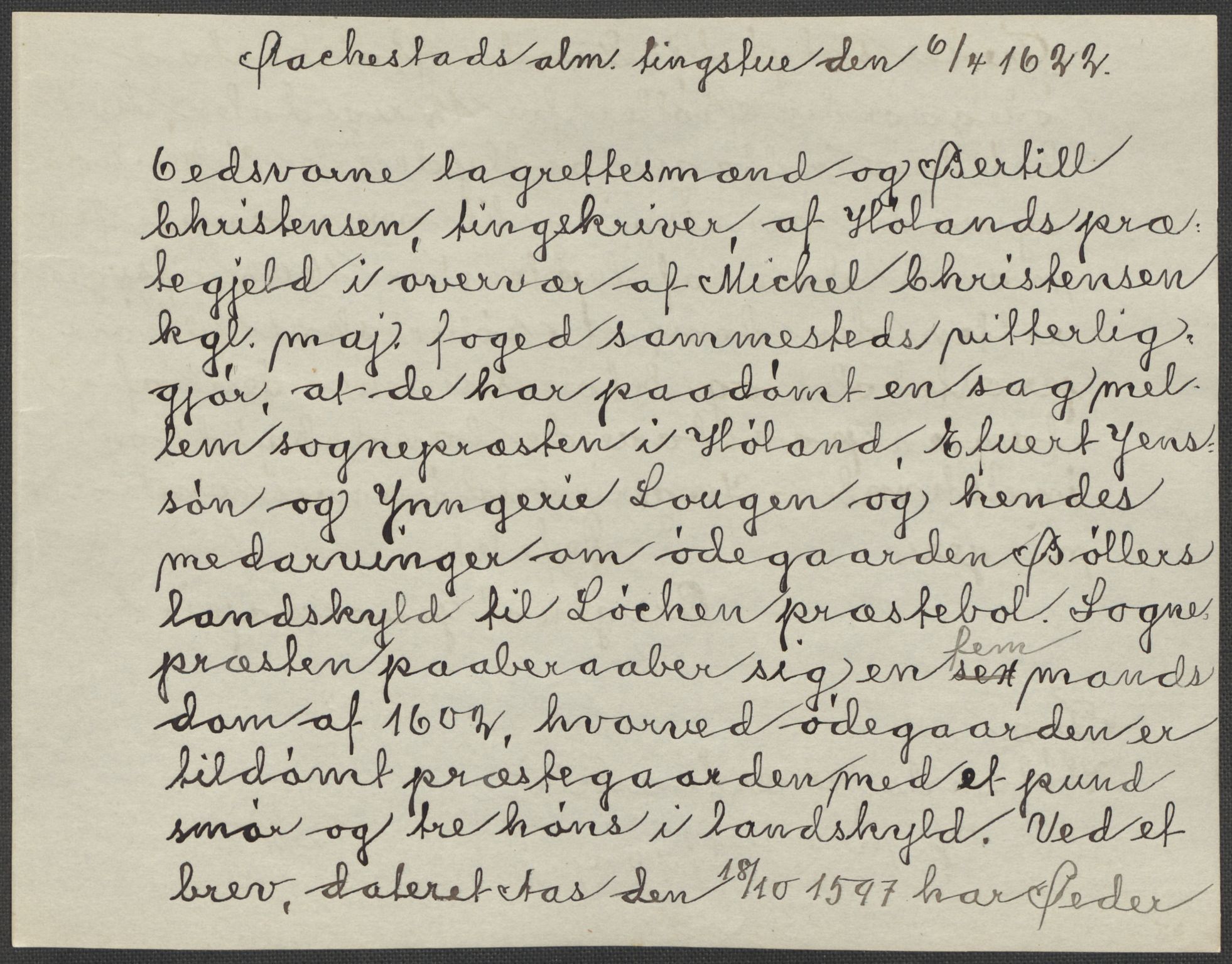 Riksarkivets diplomsamling, AV/RA-EA-5965/F15/L0007: Prestearkiv - Akershus, 1573-1693, p. 224