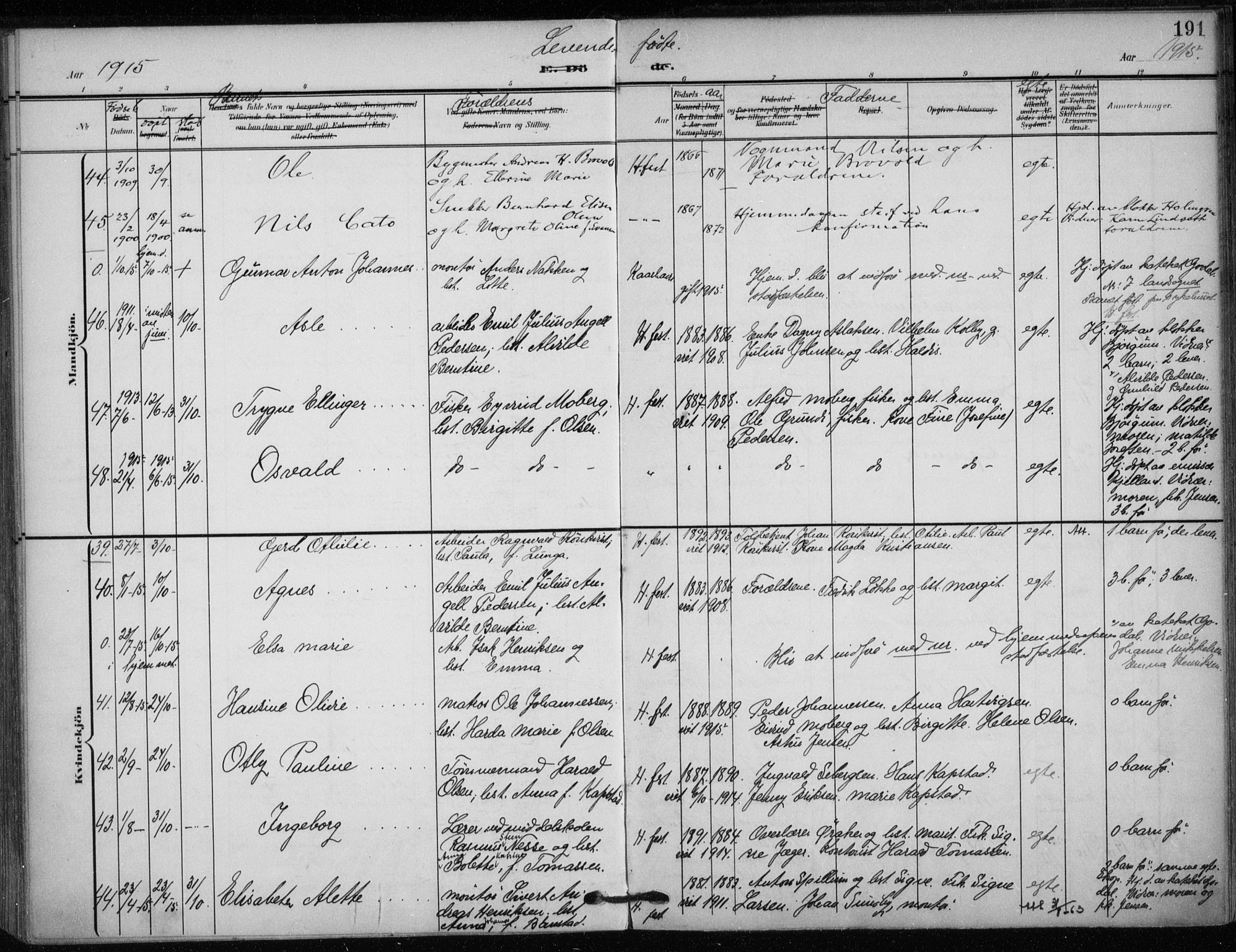 Hammerfest sokneprestkontor, AV/SATØ-S-1347/H/Ha/L0014.kirke: Parish register (official) no. 14, 1906-1916, p. 191