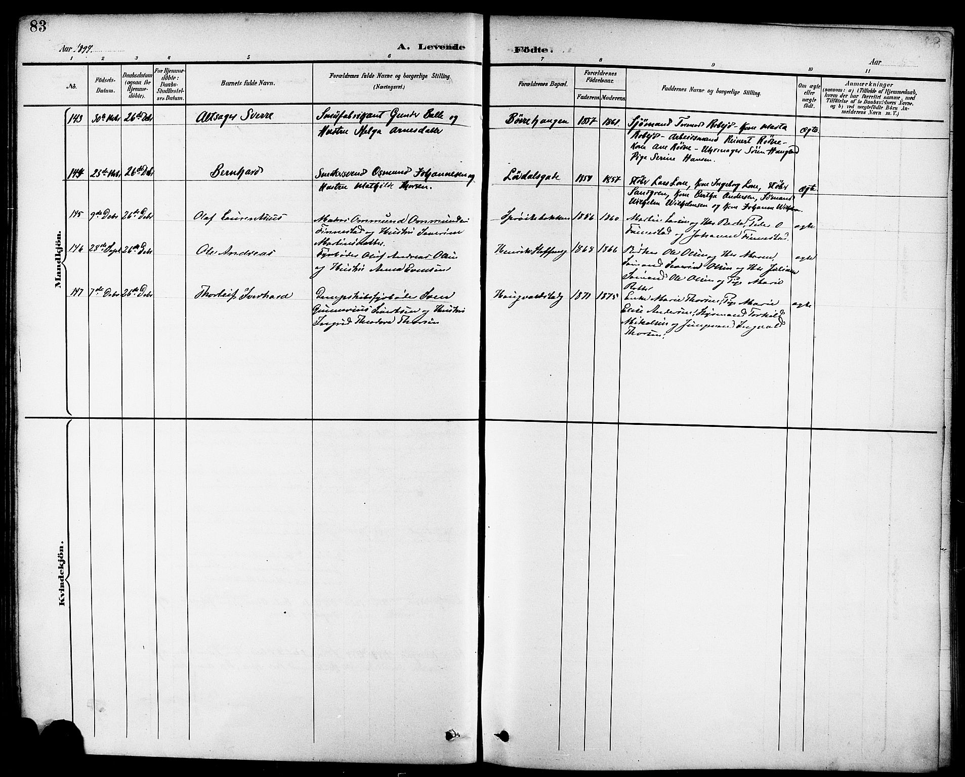 Domkirken sokneprestkontor, AV/SAST-A-101812/001/30/30BB/L0016: Parish register (copy) no. B 16, 1891-1902, p. 83