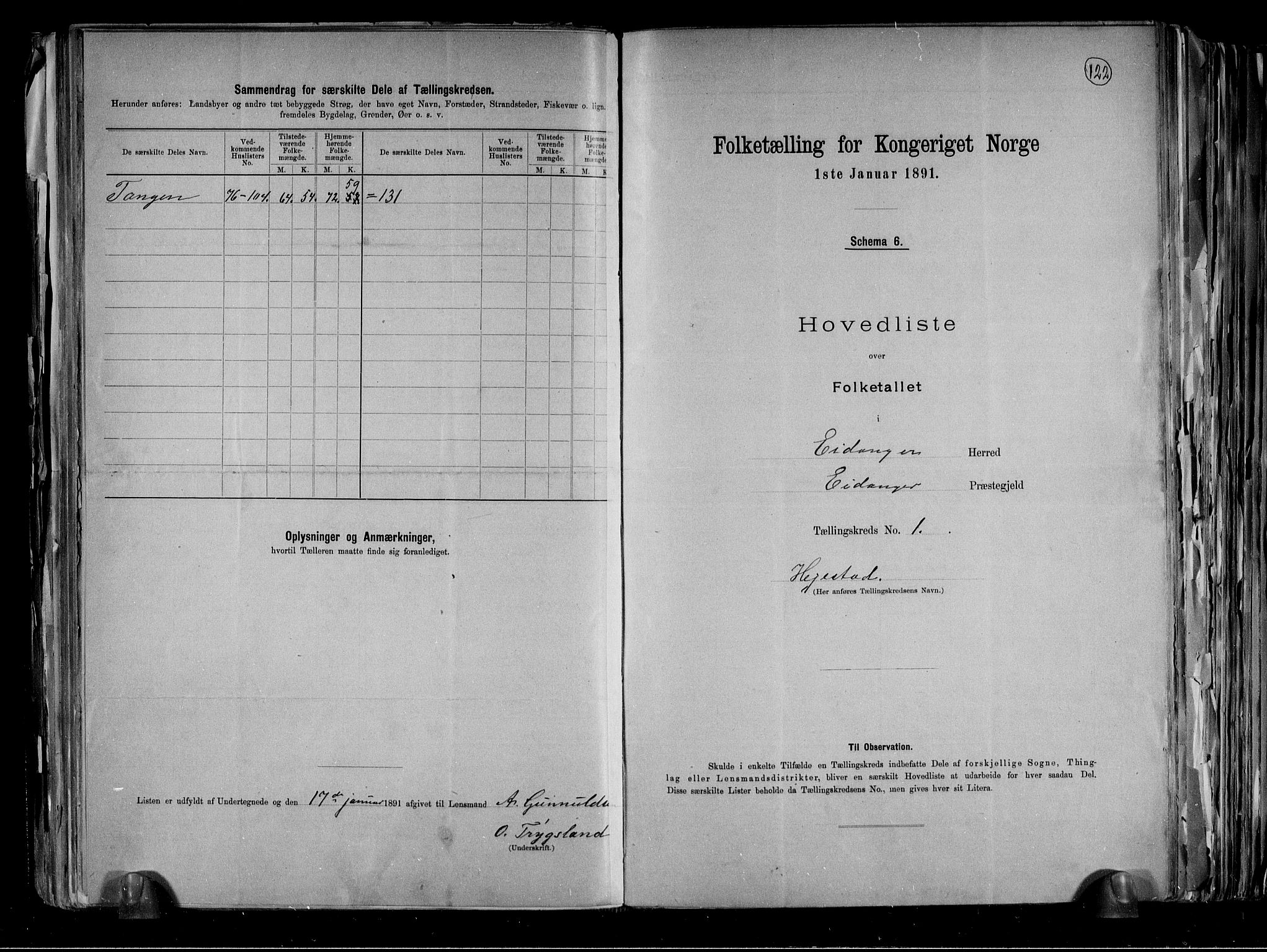 RA, 1891 census for 0813 Eidanger, 1891, p. 8