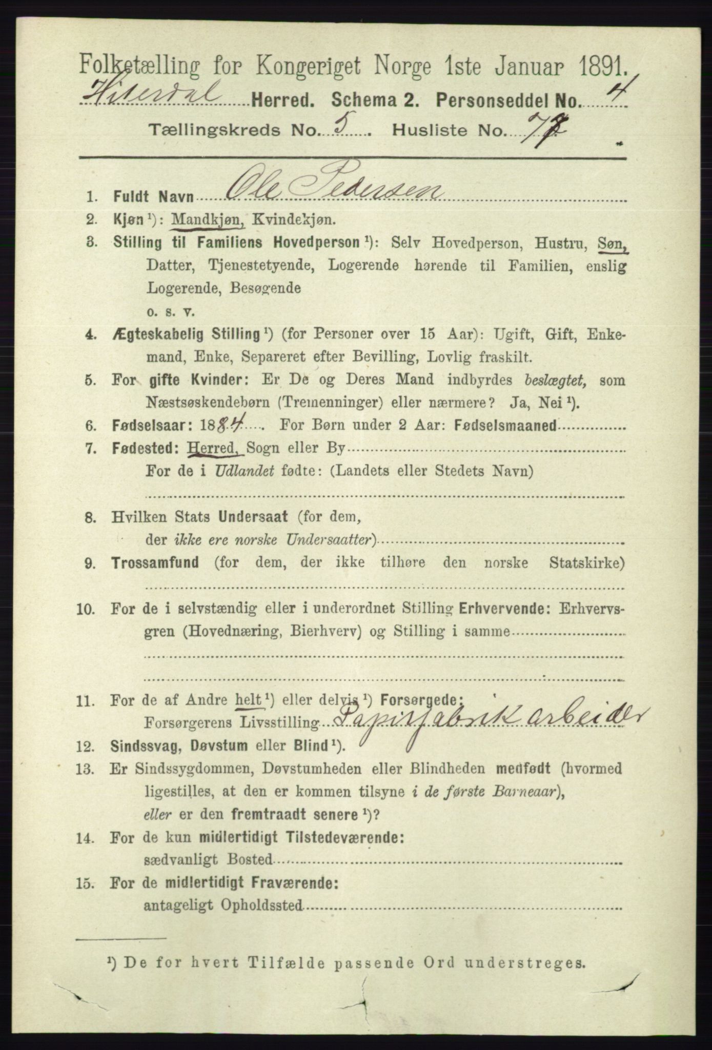 RA, 1891 census for 0823 Heddal, 1891, p. 2512