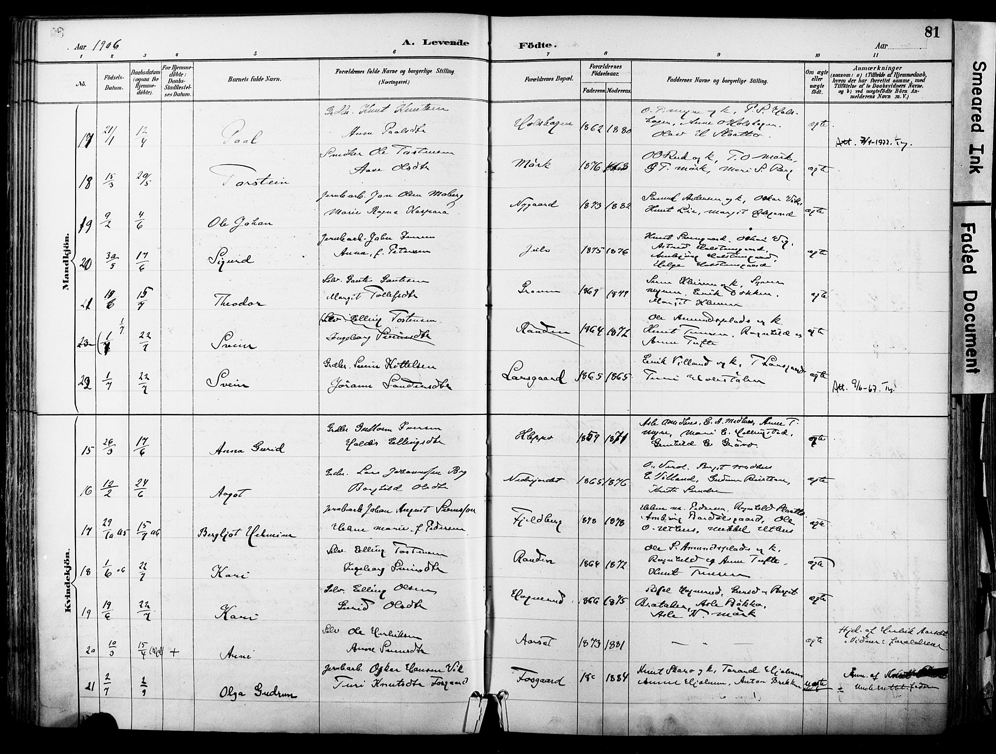 Hol kirkebøker, AV/SAKO-A-227/F/Fa/L0003: Parish register (official) no. I 3, 1887-1918, p. 81