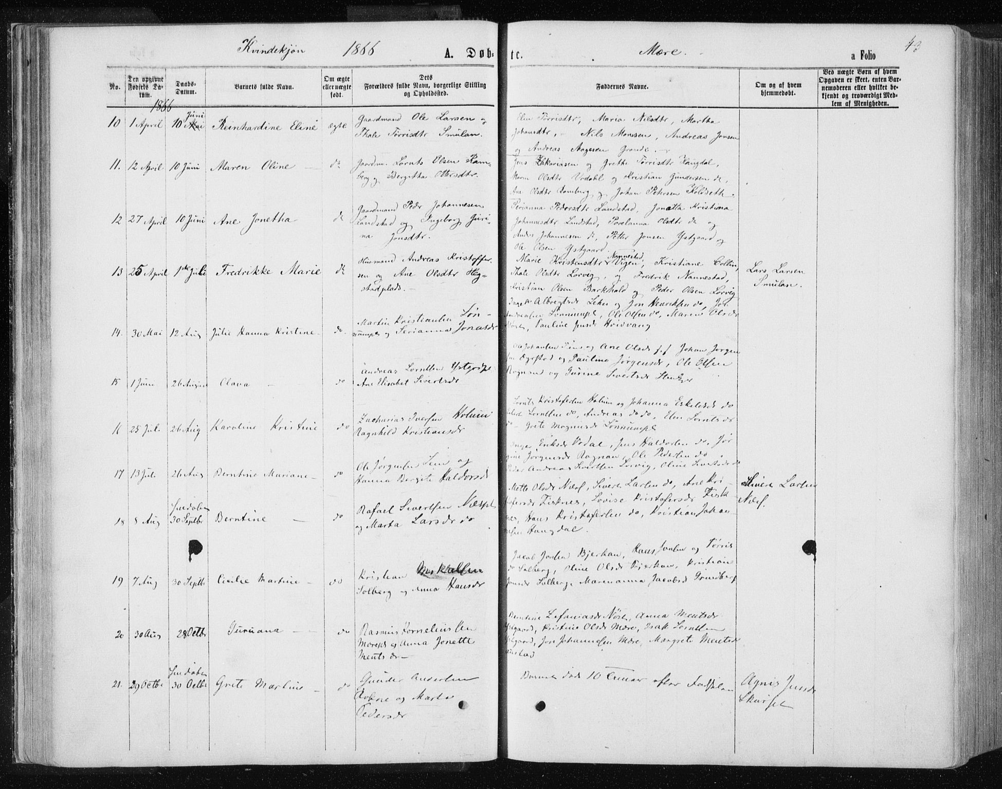 Ministerialprotokoller, klokkerbøker og fødselsregistre - Nord-Trøndelag, SAT/A-1458/735/L0345: Parish register (official) no. 735A08 /1, 1863-1872, p. 43
