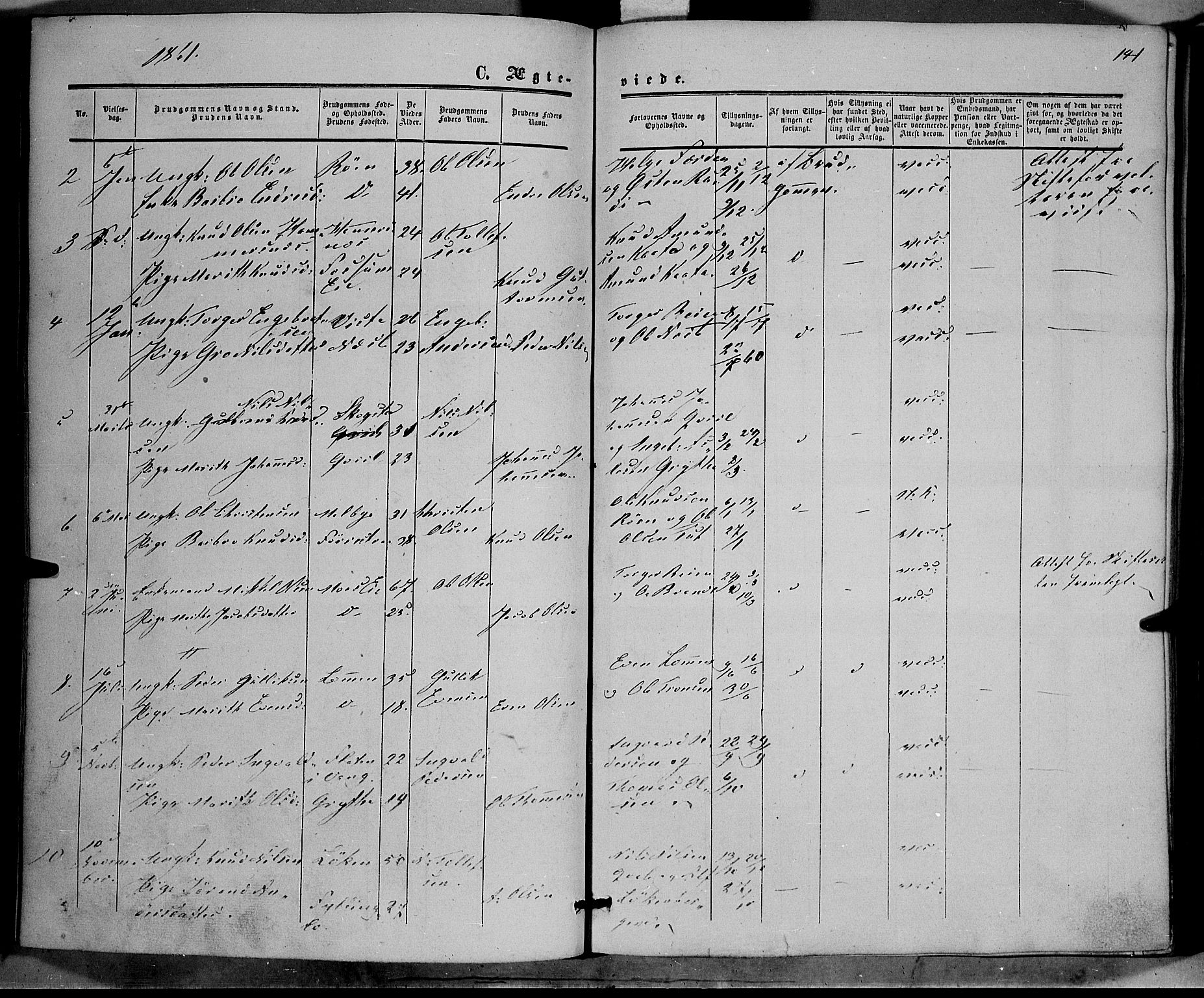 Vestre Slidre prestekontor, SAH/PREST-136/H/Ha/Haa/L0002: Parish register (official) no. 2, 1856-1864, p. 141