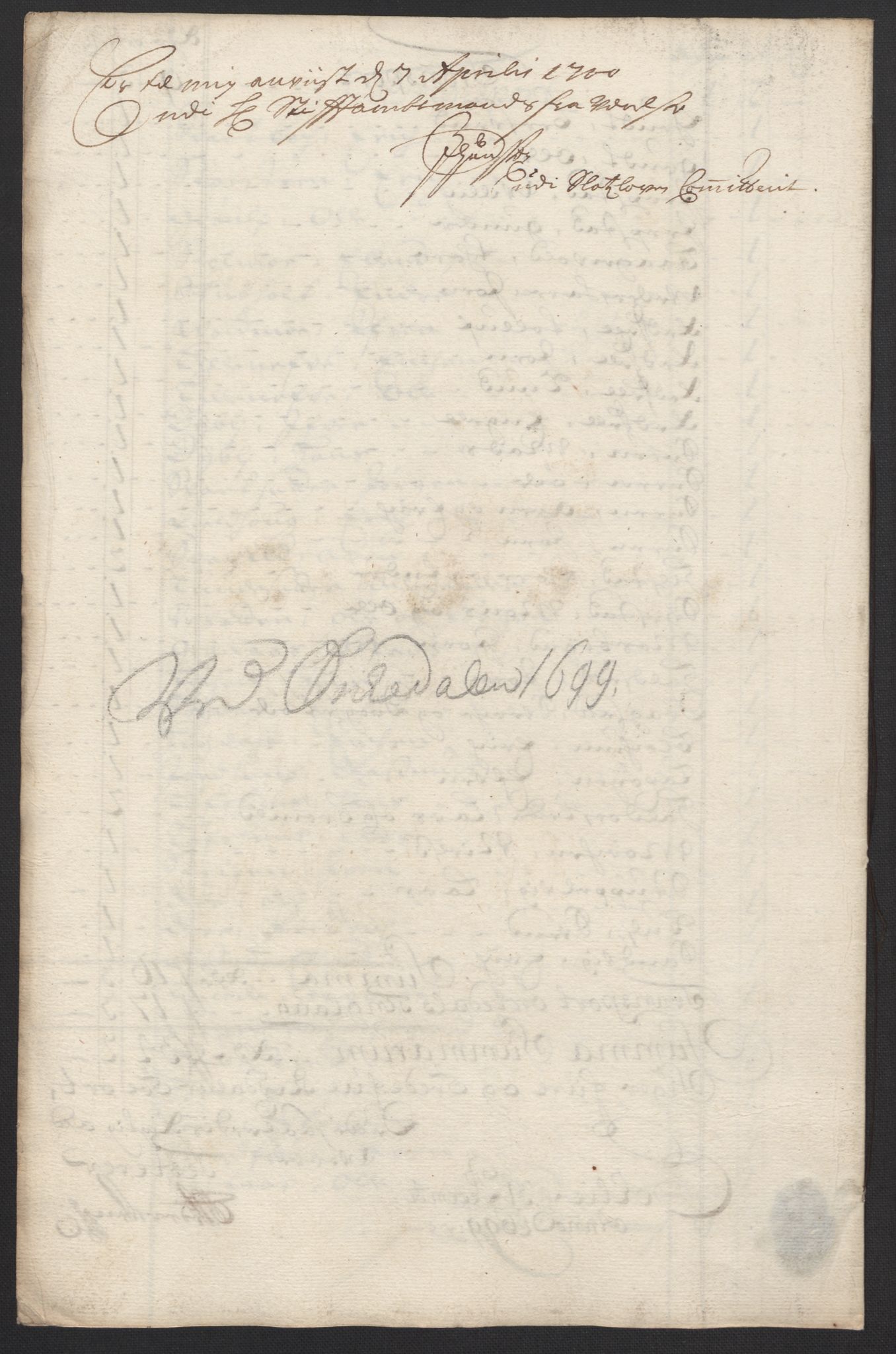 Rentekammeret inntil 1814, Reviderte regnskaper, Fogderegnskap, AV/RA-EA-4092/R60/L3949: Fogderegnskap Orkdal og Gauldal, 1699, p. 139