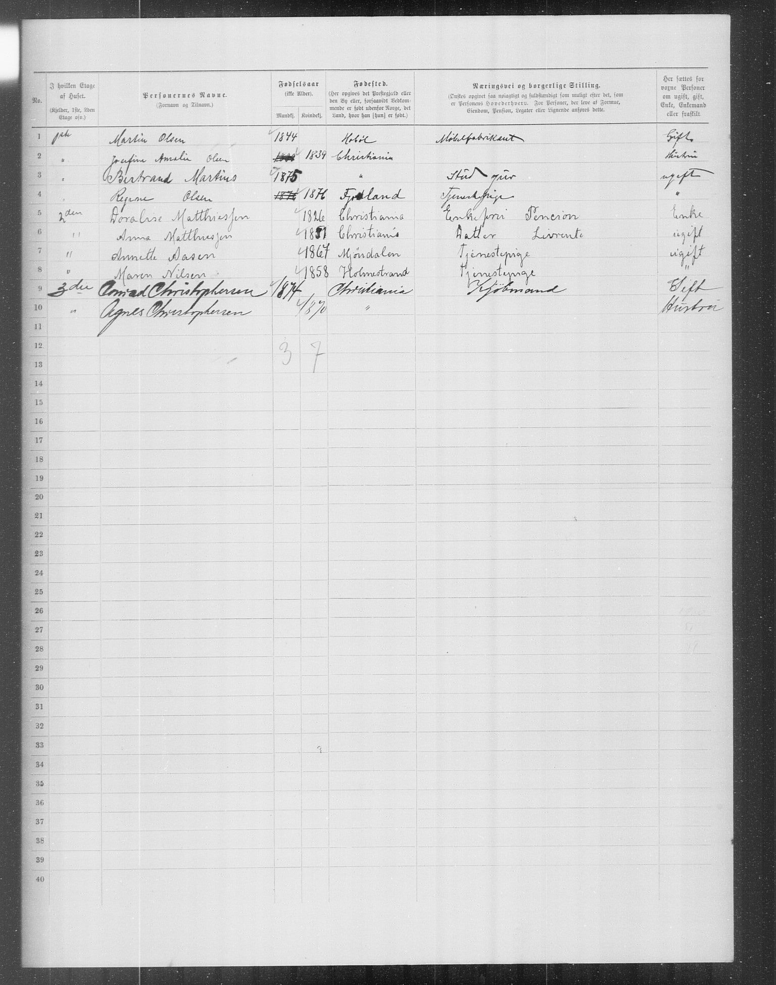 OBA, Municipal Census 1899 for Kristiania, 1899, p. 14873