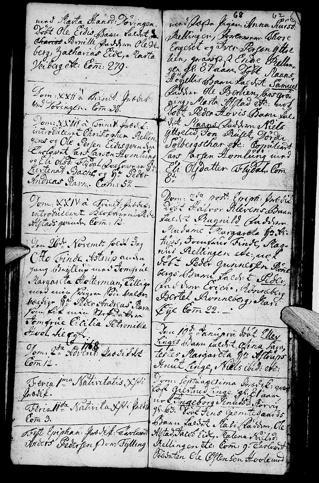 Ministerialprotokoller, klokkerbøker og fødselsregistre - Møre og Romsdal, SAT/A-1454/519/L0243: Parish register (official) no. 519A02, 1760-1770, p. 61-62