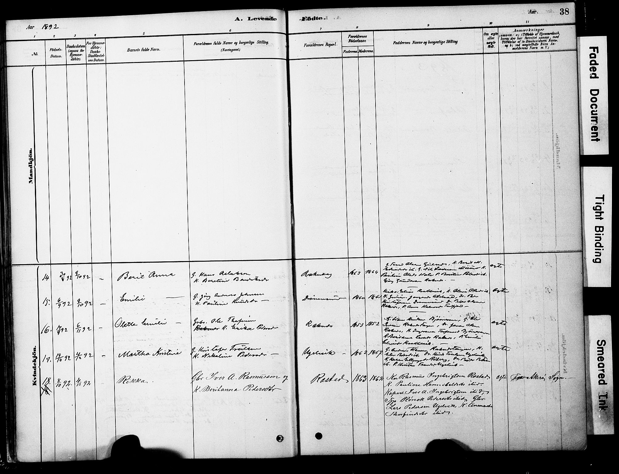 Ministerialprotokoller, klokkerbøker og fødselsregistre - Møre og Romsdal, AV/SAT-A-1454/563/L0736: Parish register (official) no. 563A01, 1878-1903, p. 38