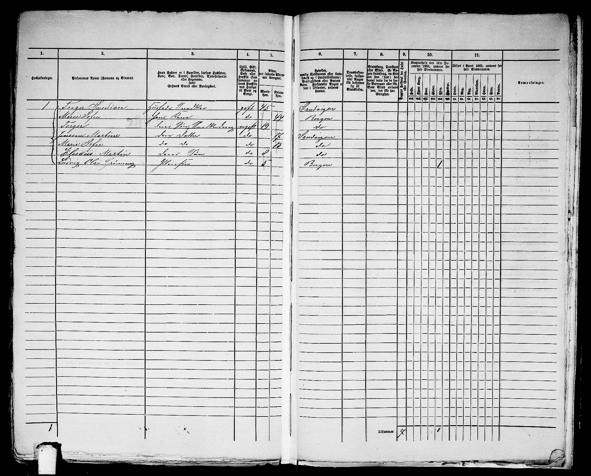 RA, 1865 census for Bergen Landdistrikt/Domkirken og Korskirken, 1865, p. 312