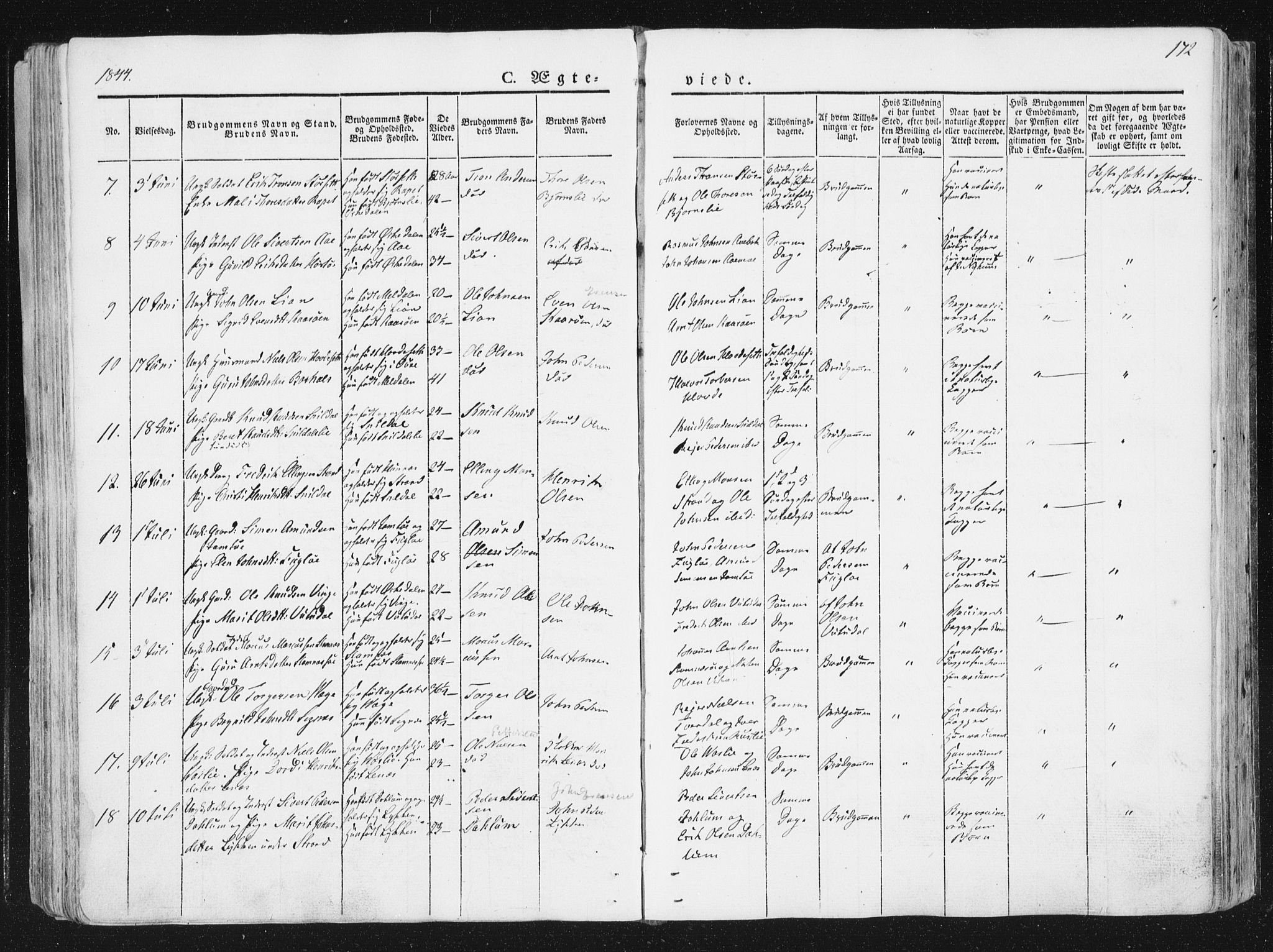 Ministerialprotokoller, klokkerbøker og fødselsregistre - Sør-Trøndelag, SAT/A-1456/630/L0493: Parish register (official) no. 630A06, 1841-1851, p. 172