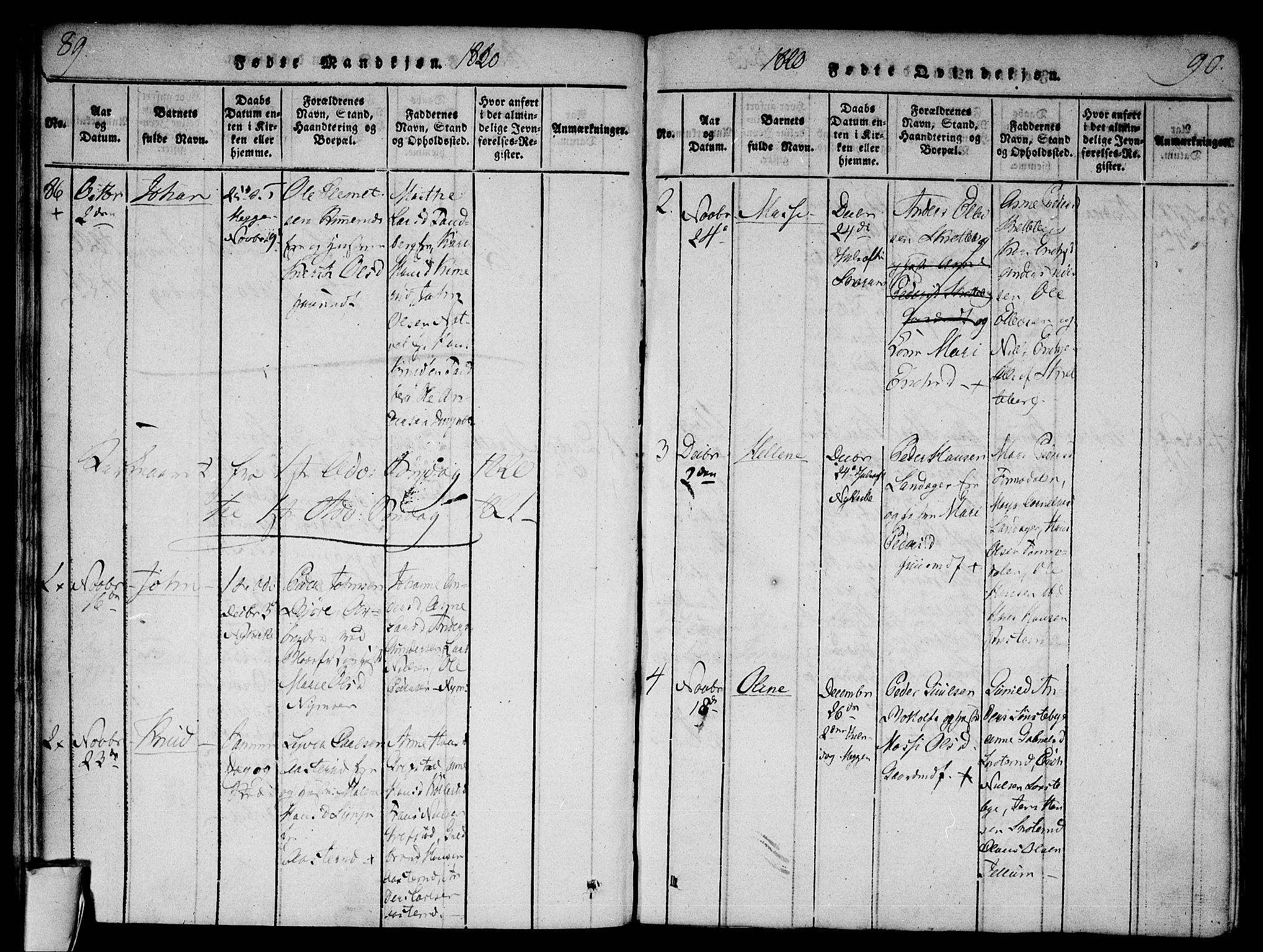 Modum kirkebøker, AV/SAKO-A-234/F/Fa/L0004: Parish register (official) no. 4, 1818-1824, p. 89-90