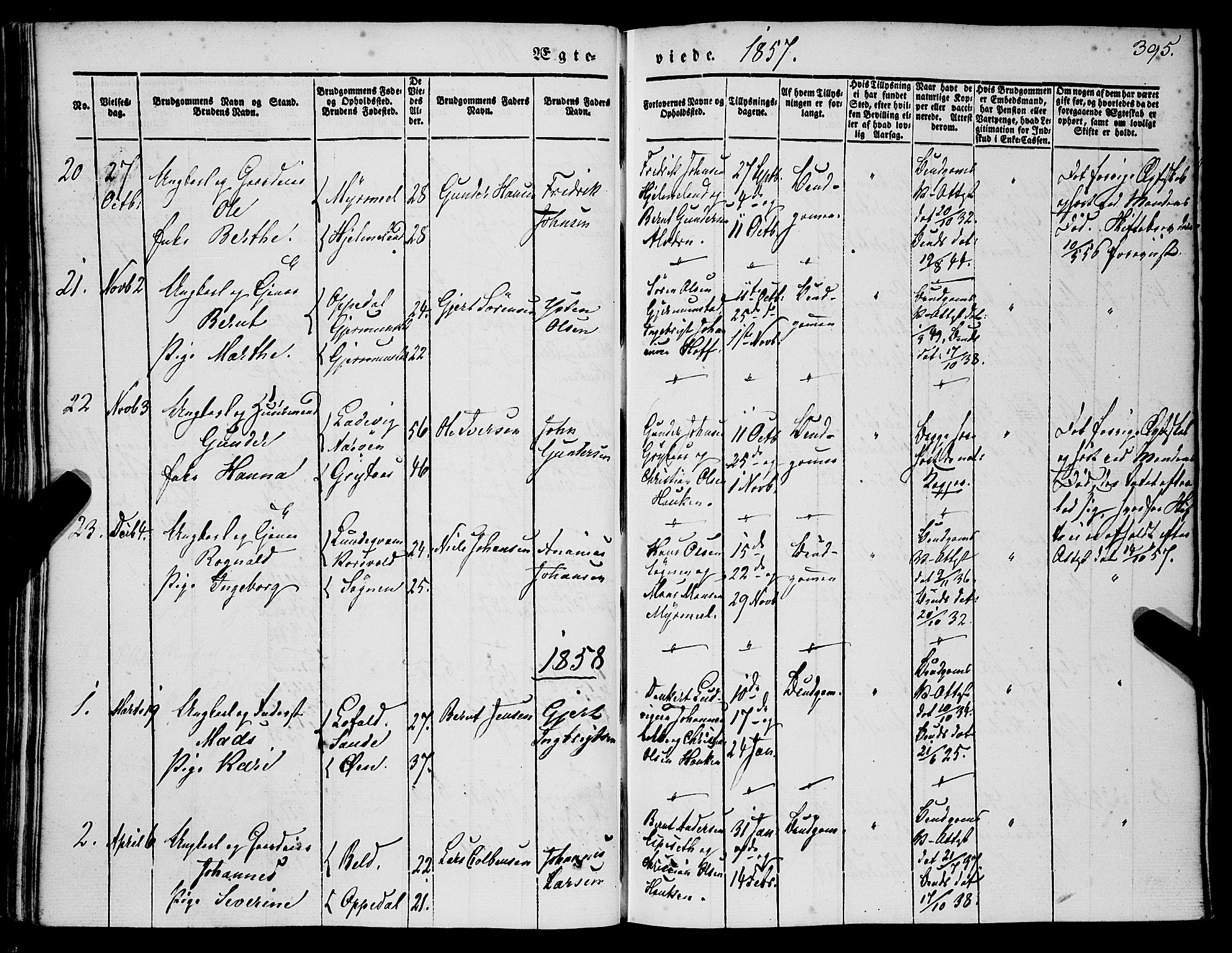 Gaular sokneprestembete, SAB/A-80001/H/Haa: Parish register (official) no. A 4II, 1841-1859, p. 395