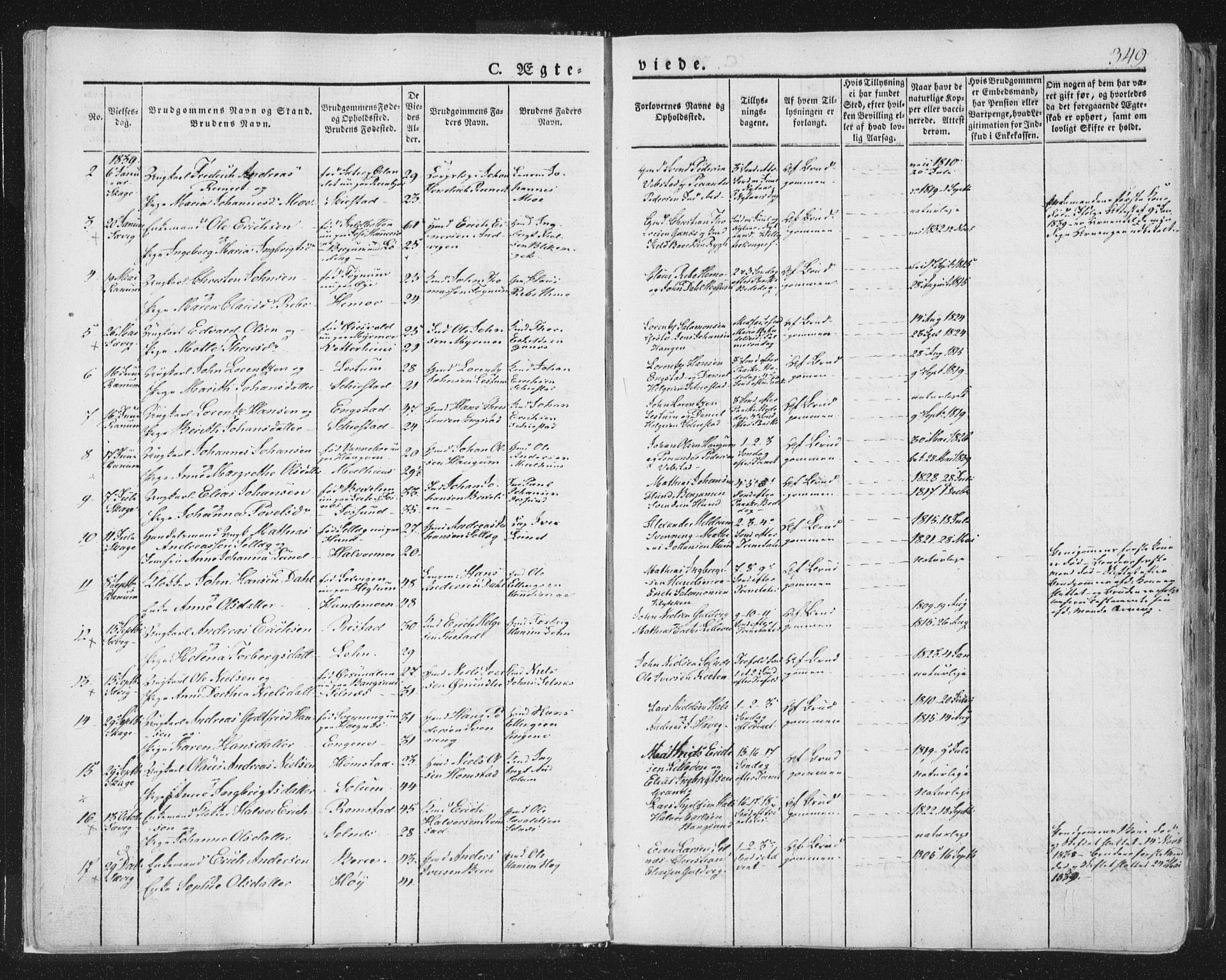 Ministerialprotokoller, klokkerbøker og fødselsregistre - Nord-Trøndelag, SAT/A-1458/764/L0552: Parish register (official) no. 764A07b, 1824-1865, p. 349