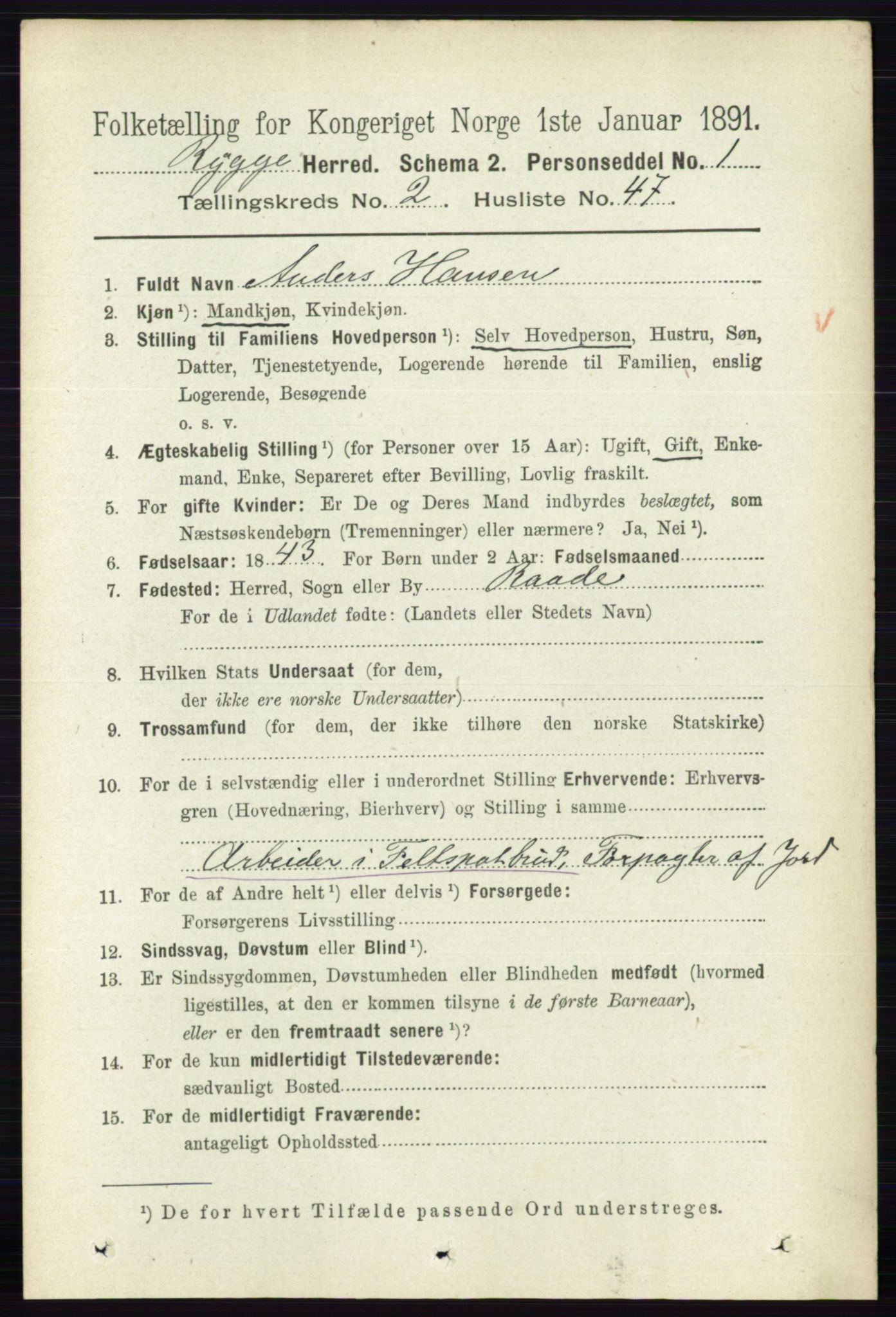 RA, 1891 census for 0136 Rygge, 1891, p. 1300