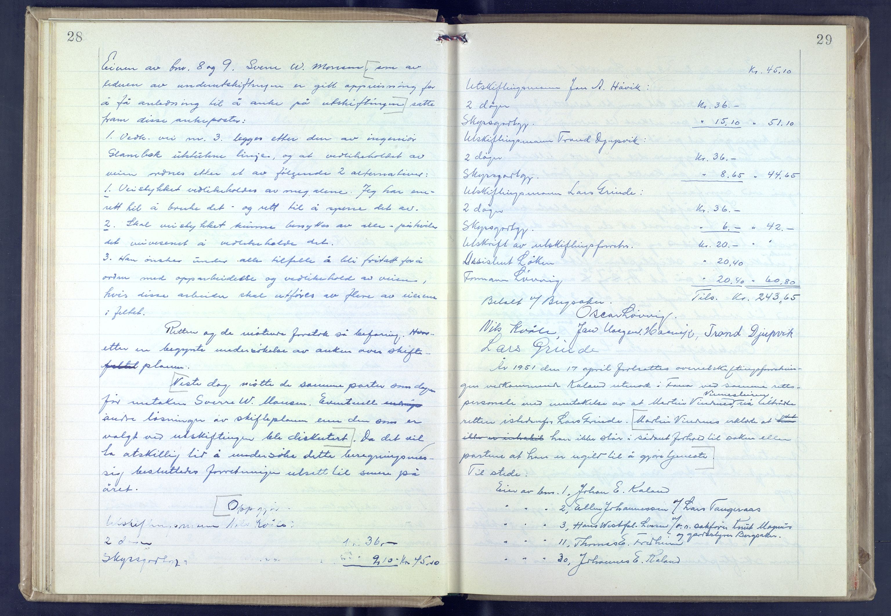 Hordaland jordskiftedøme - VII Indre Sunnhordland jordskiftedistrikt, AV/SAB-A-7401/A/Aa/L0027: Forhandlingsprotokoll, 1947-1973, p. 28-29
