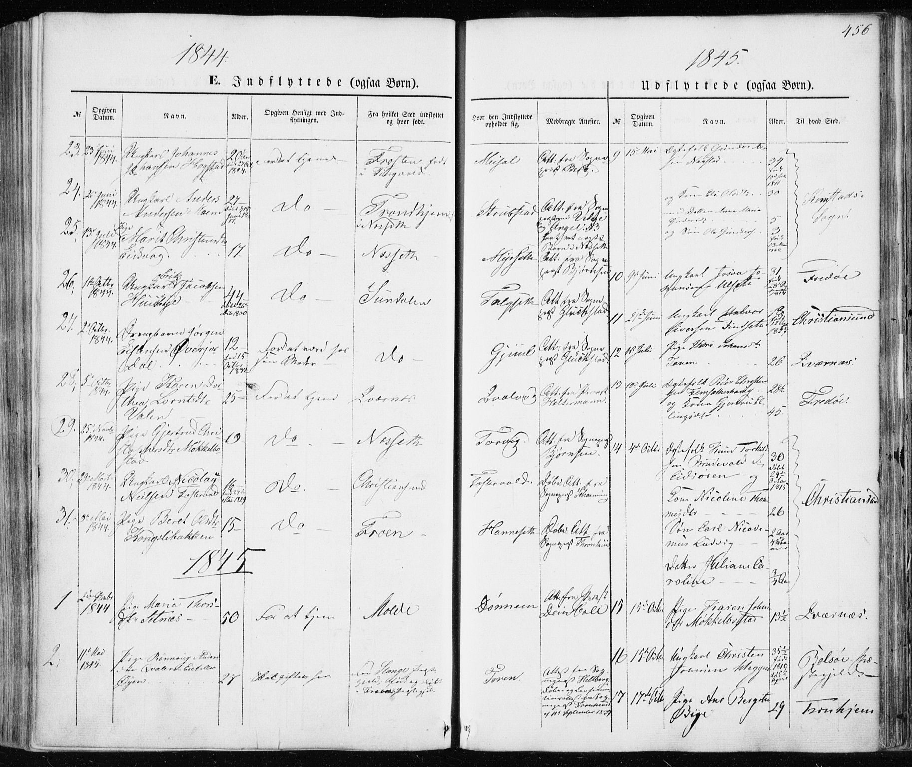 Ministerialprotokoller, klokkerbøker og fødselsregistre - Møre og Romsdal, AV/SAT-A-1454/586/L0984: Parish register (official) no. 586A10, 1844-1856, p. 456