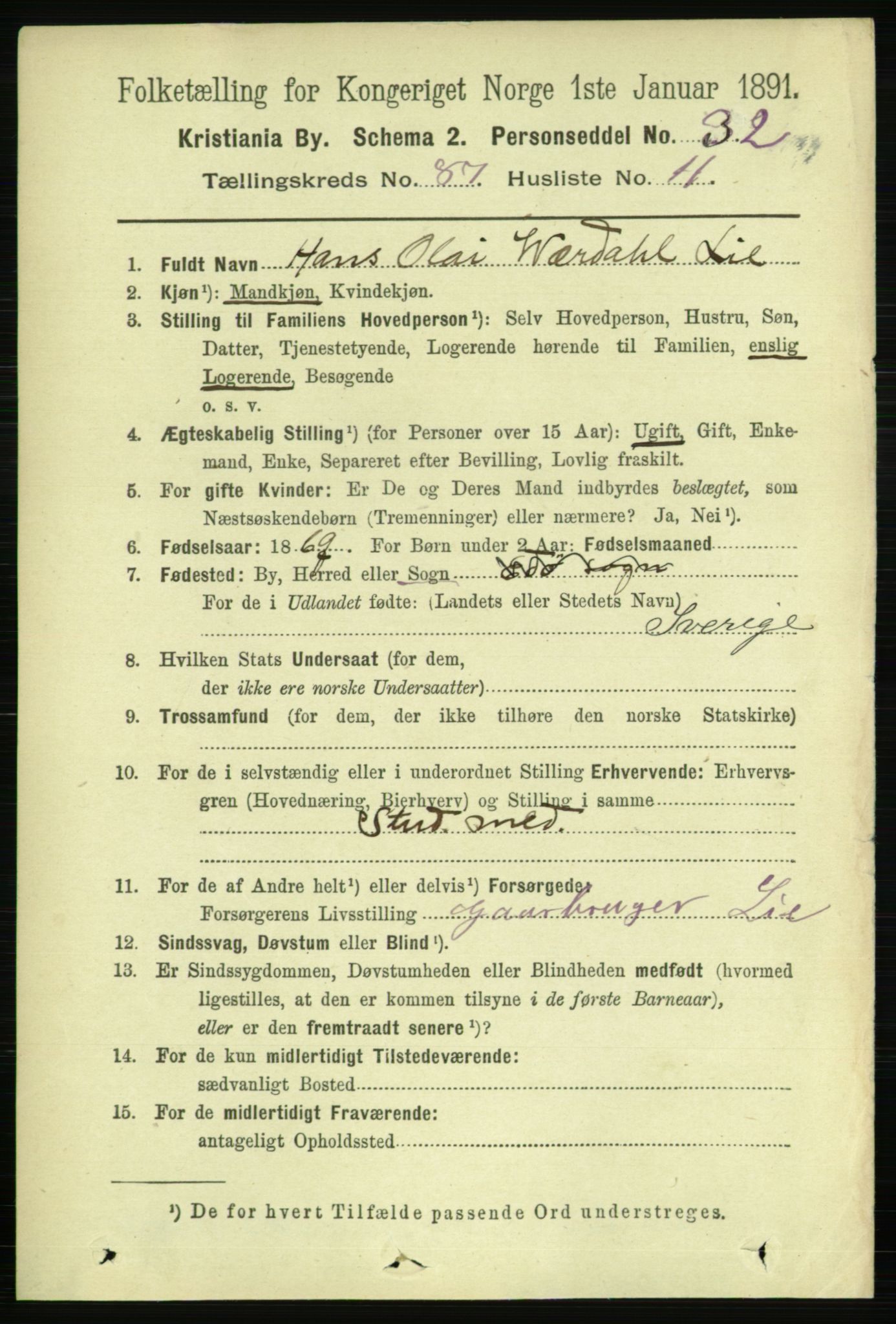 RA, 1891 census for 0301 Kristiania, 1891, p. 43813