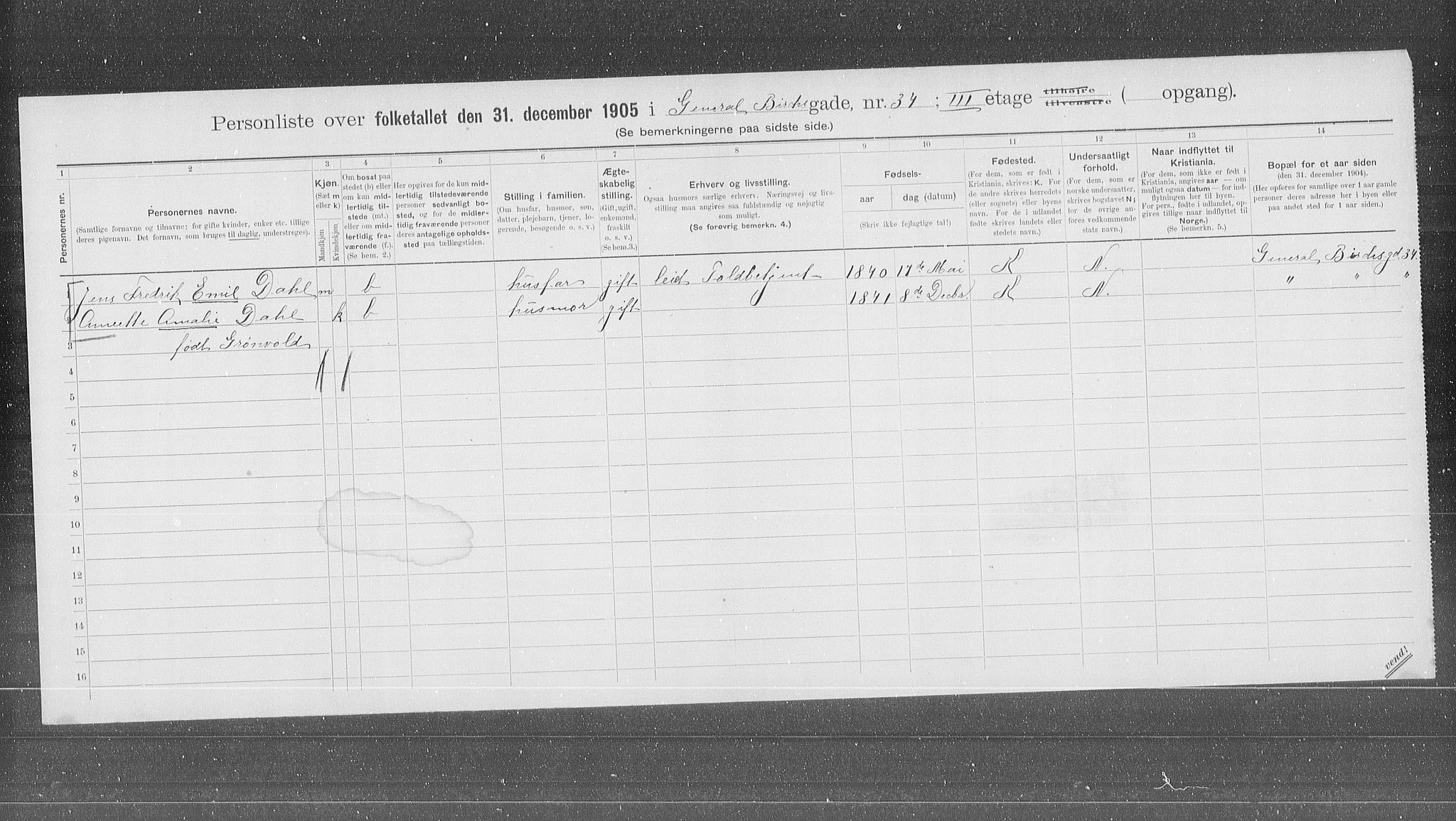 OBA, Municipal Census 1905 for Kristiania, 1905, p. 15021