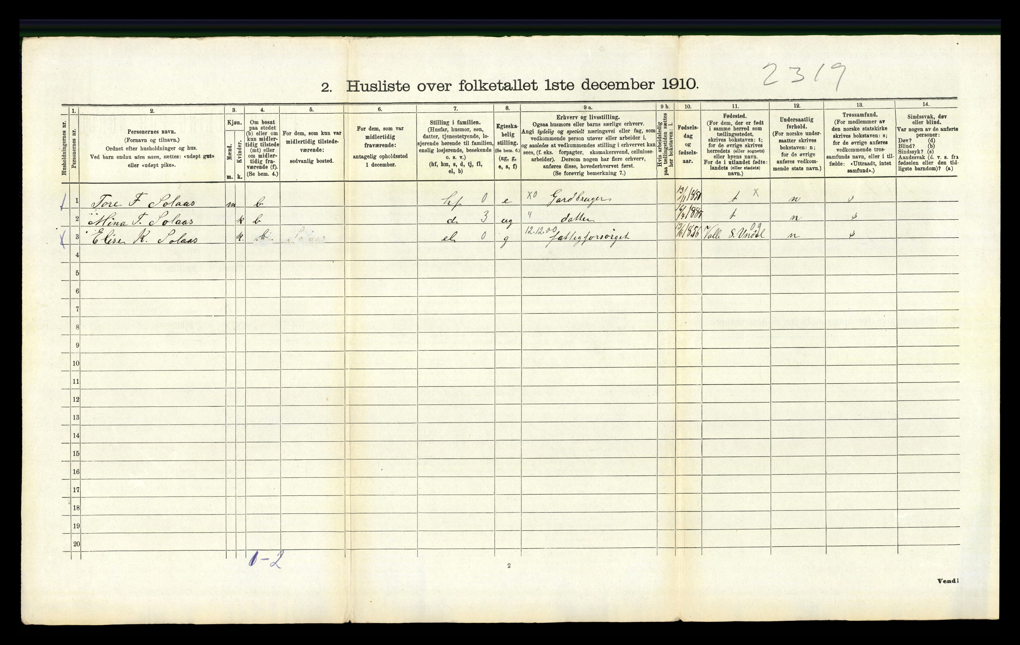 RA, 1910 census for Øyslebø, 1910, p. 347