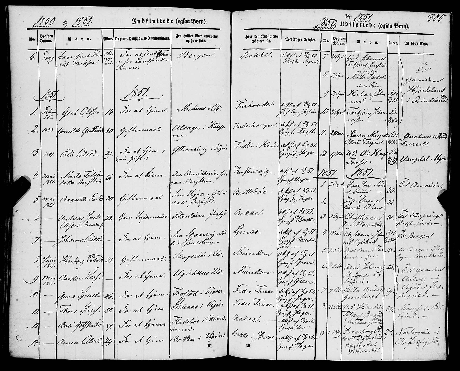 Strandebarm sokneprestembete, SAB/A-78401/H/Haa: Parish register (official) no. A 7, 1844-1872, p. 305