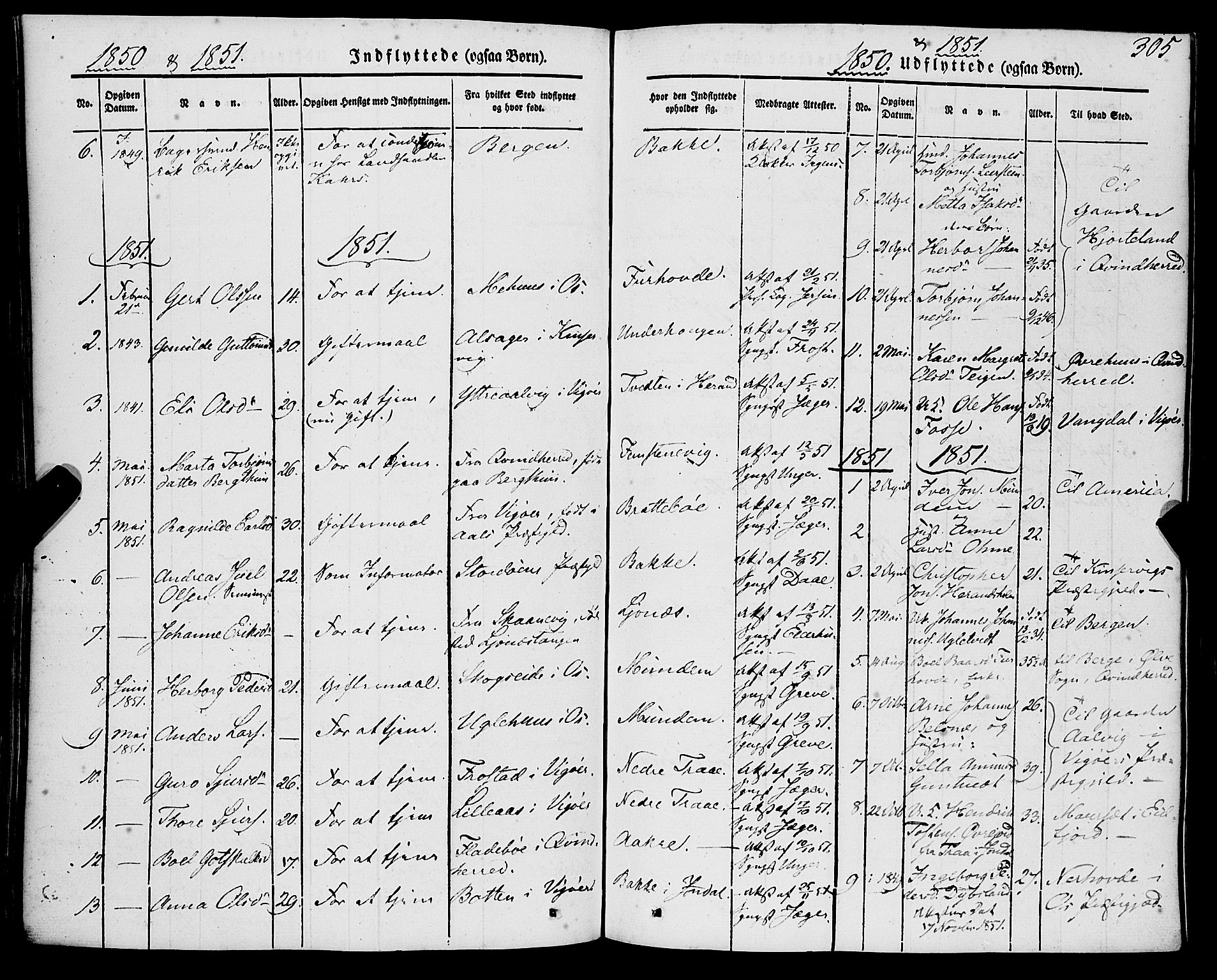 Strandebarm sokneprestembete, AV/SAB-A-78401/H/Haa: Parish register (official) no. A 7, 1844-1872, p. 305