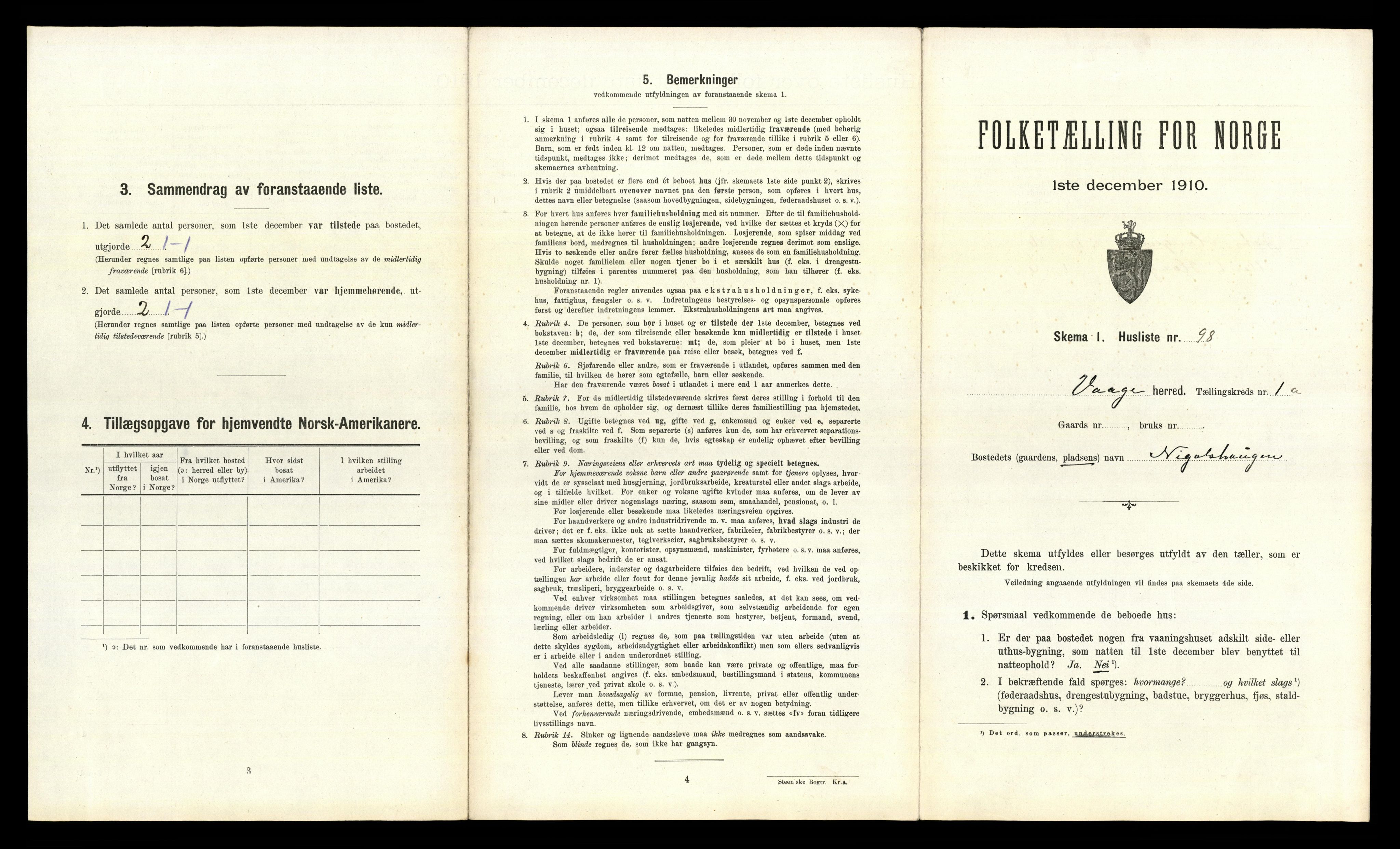 RA, 1910 census for Vågå, 1910, p. 223