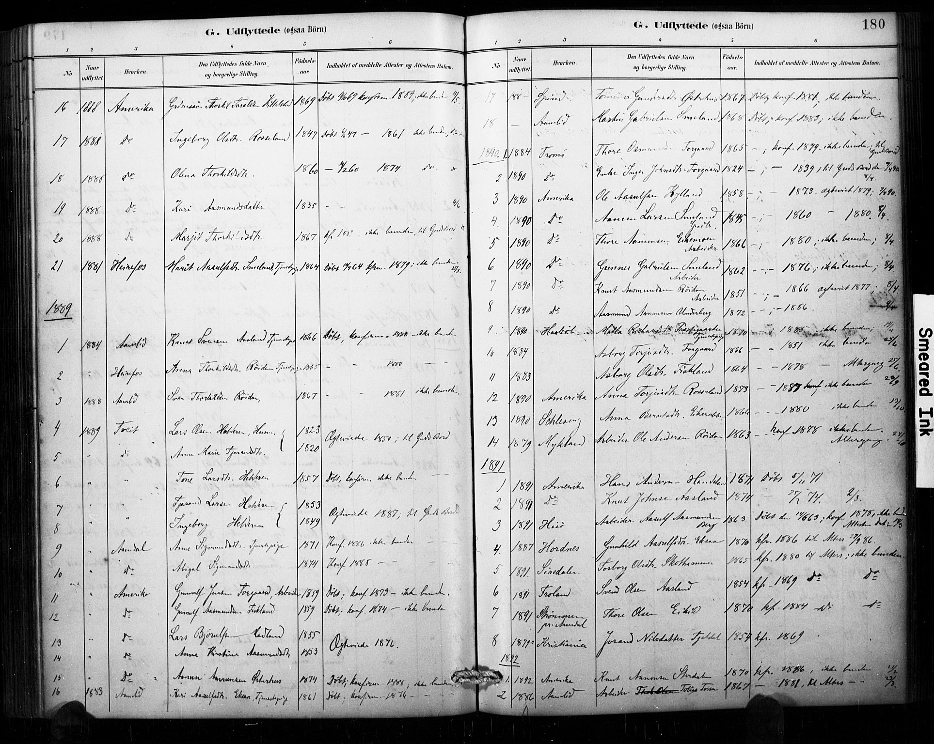 Åseral sokneprestkontor, AV/SAK-1111-0051/F/Fa/L0003: Parish register (official) no. A 3, 1884-1901, p. 180