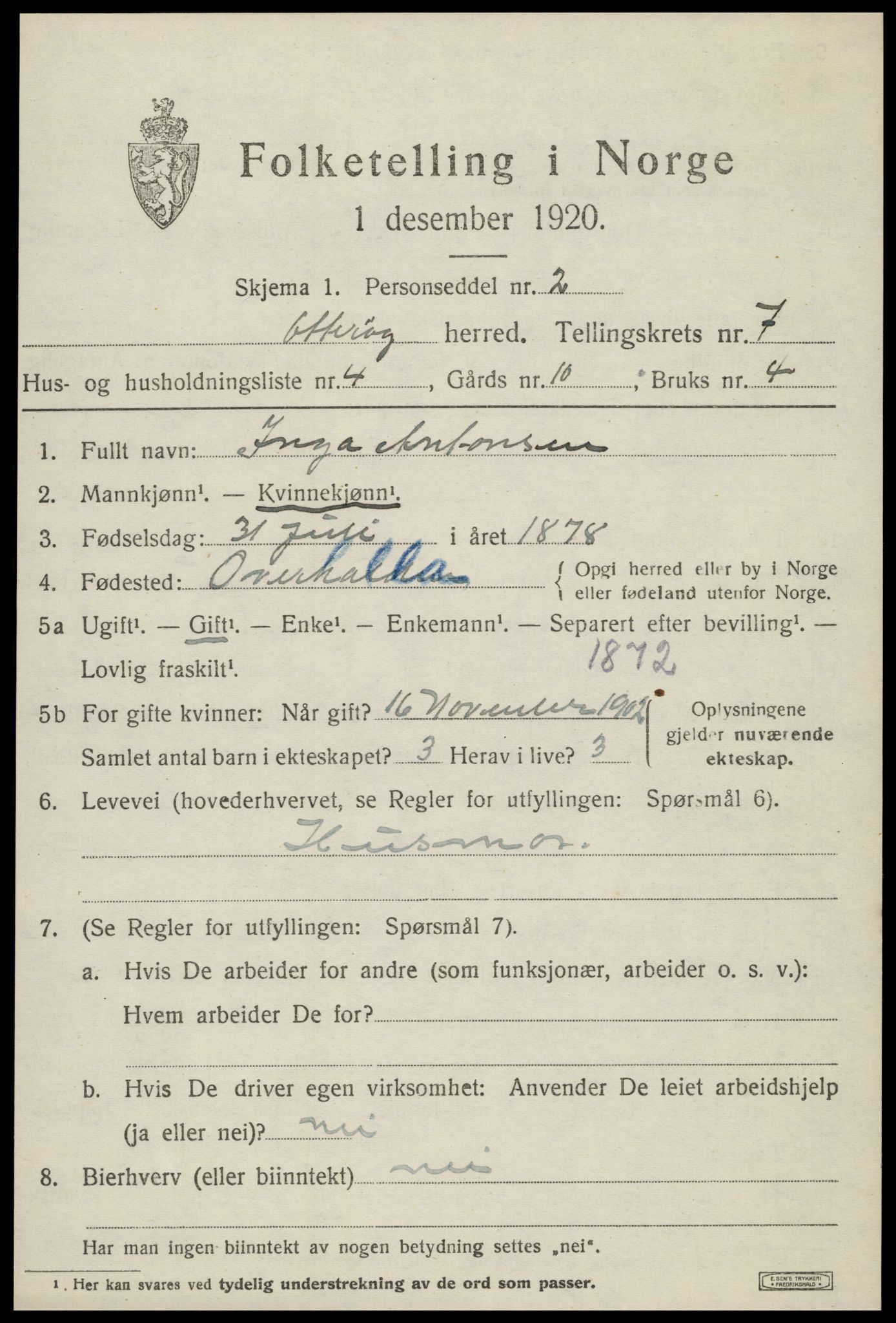 SAT, 1920 census for Otterøy, 1920, p. 2629