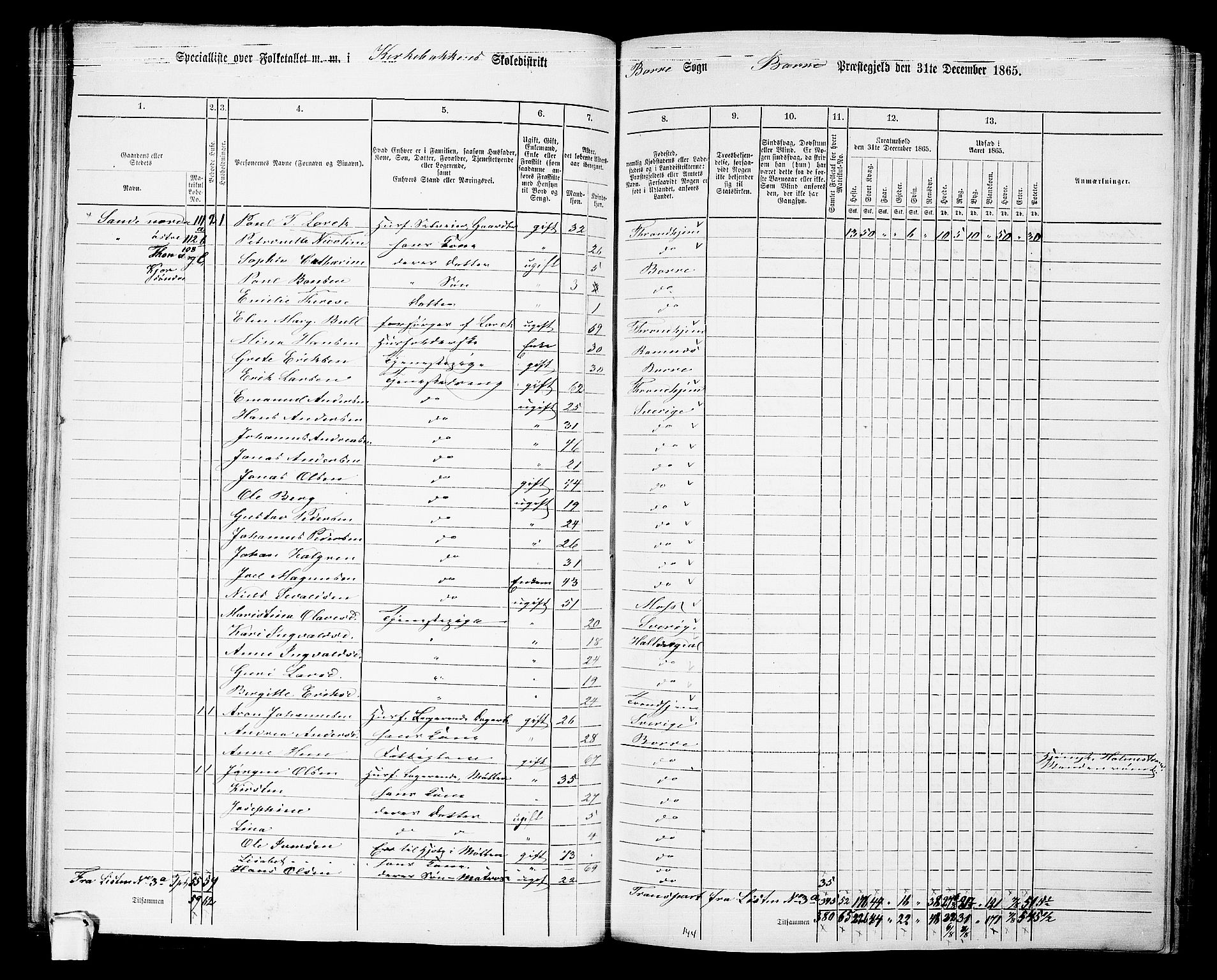 RA, 1865 census for Borre, 1865, p. 77