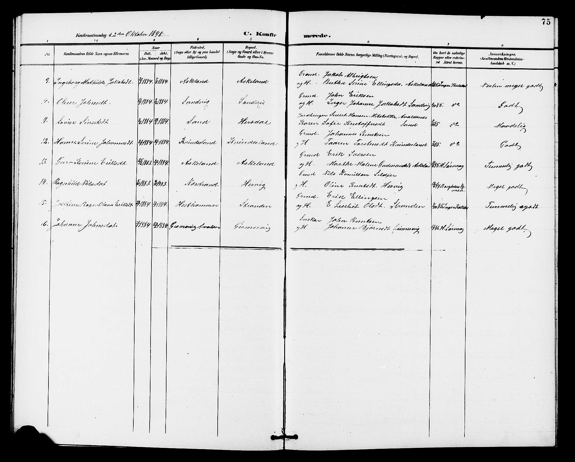 Tysvær sokneprestkontor, AV/SAST-A -101864/H/Ha/Haa/L0008: Parish register (official) no. A 8, 1897-1912, p. 75