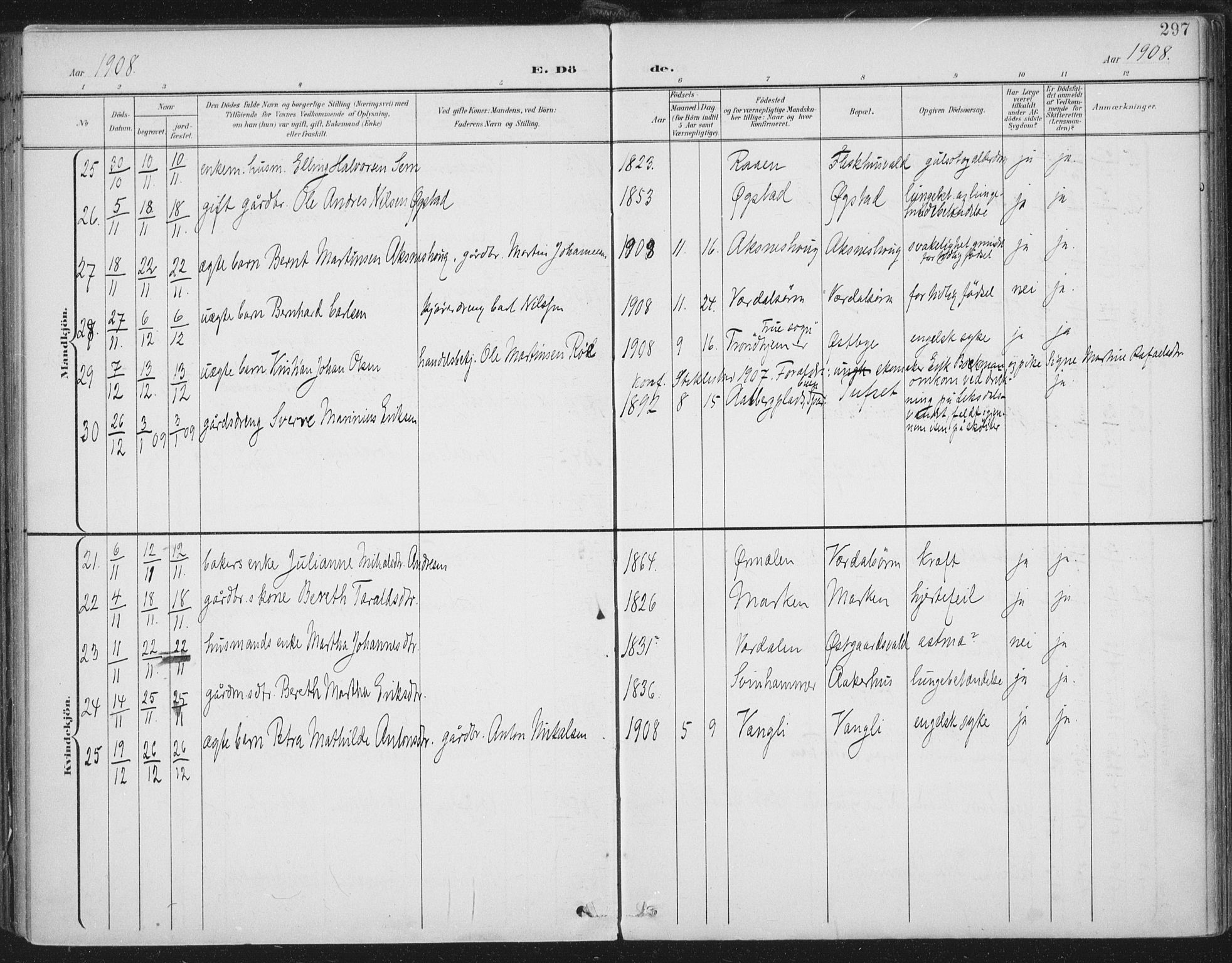 Ministerialprotokoller, klokkerbøker og fødselsregistre - Nord-Trøndelag, SAT/A-1458/723/L0246: Parish register (official) no. 723A15, 1900-1917, p. 297