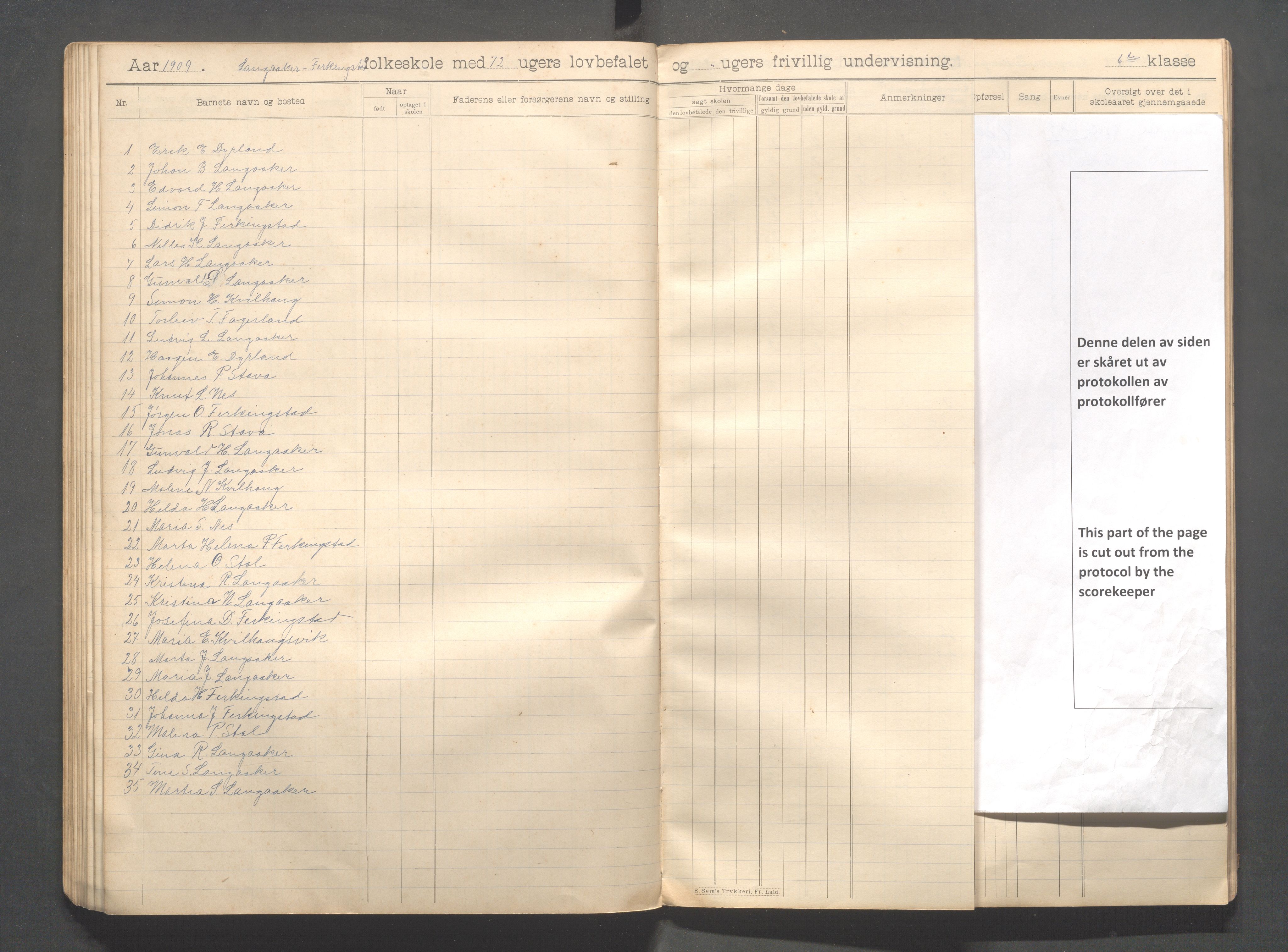 Skudenes kommune - Langåker - Ferkingstad skole, IKAR/A-303/H/L0002: Skoleprotokoll 1.-6. kl., 1903-1910, p. 73