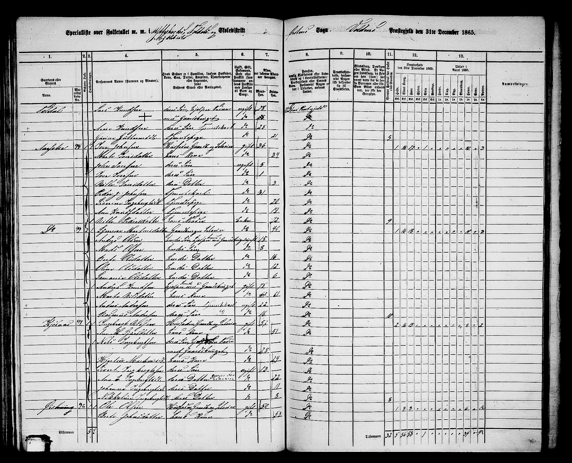 RA, 1865 census for Volda, 1865, p. 91