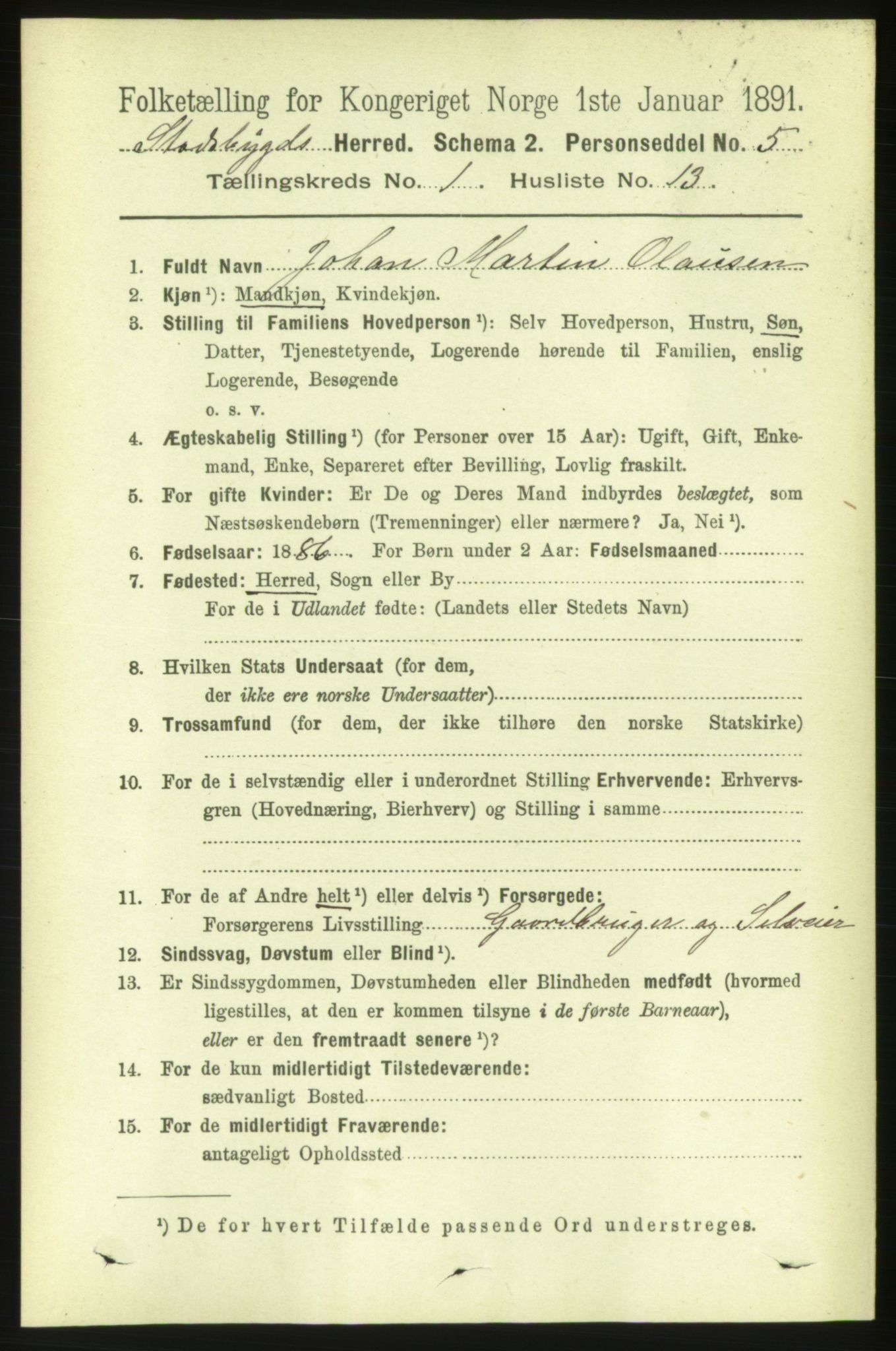 RA, 1891 census for 1625 Stadsbygd, 1891, p. 187