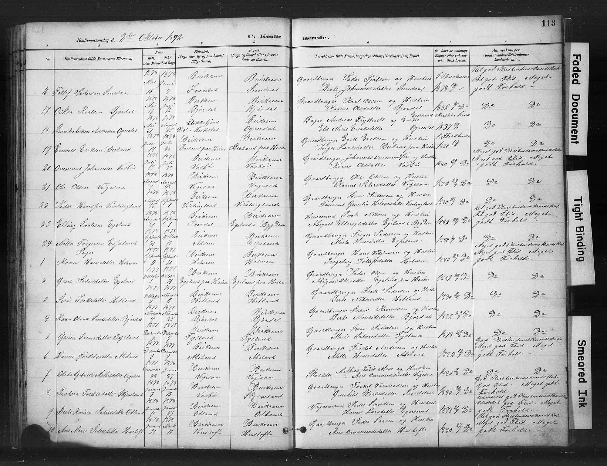 Helleland sokneprestkontor, SAST/A-101810: Parish register (copy) no. B 5, 1887-1908, p. 113