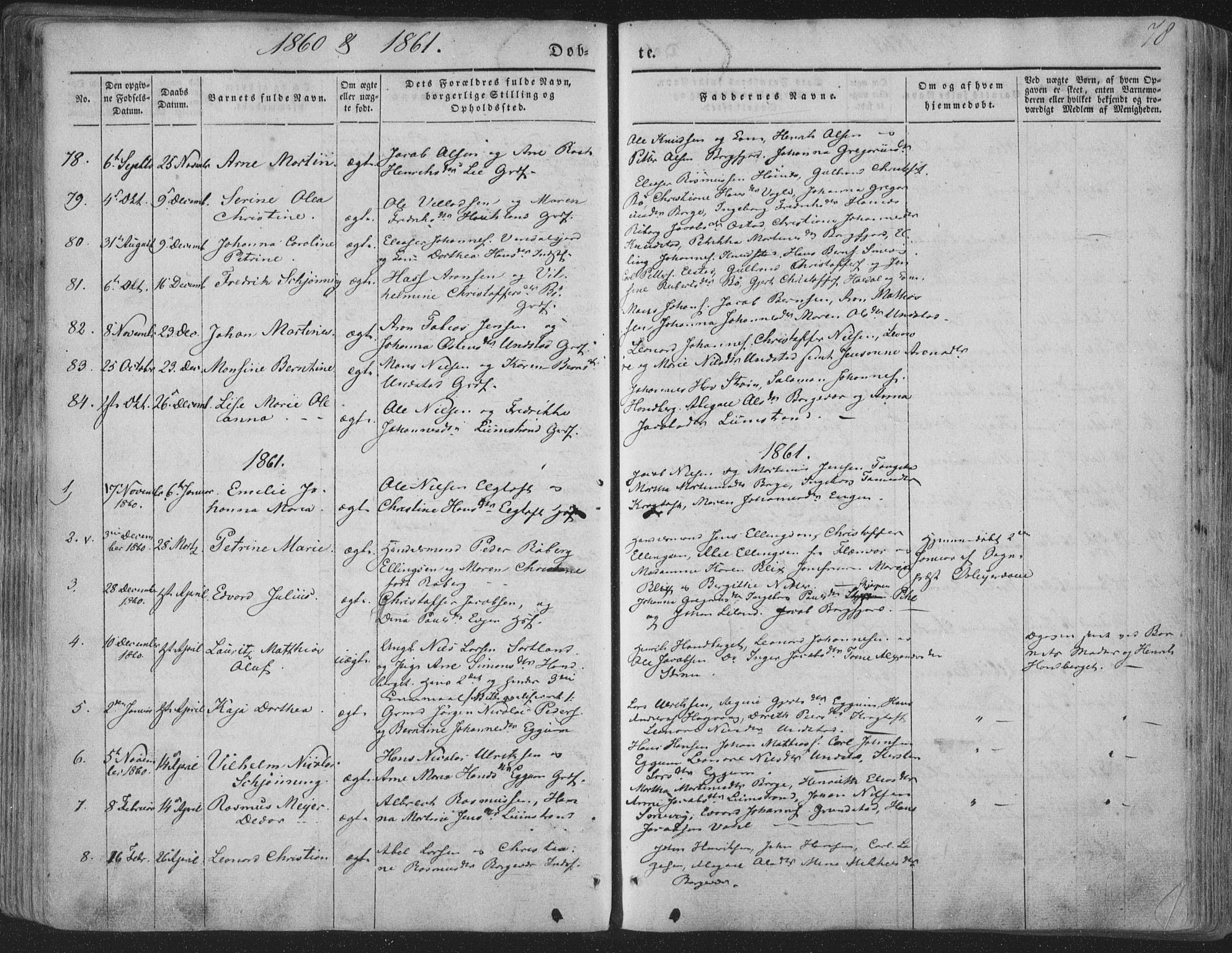 Ministerialprotokoller, klokkerbøker og fødselsregistre - Nordland, AV/SAT-A-1459/880/L1131: Parish register (official) no. 880A05, 1844-1868, p. 78