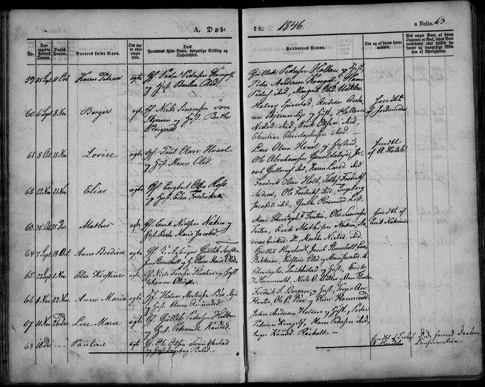 Lardal kirkebøker, AV/SAKO-A-350/F/Fa/L0006: Parish register (official) no. I 6, 1835-1860, p. 63