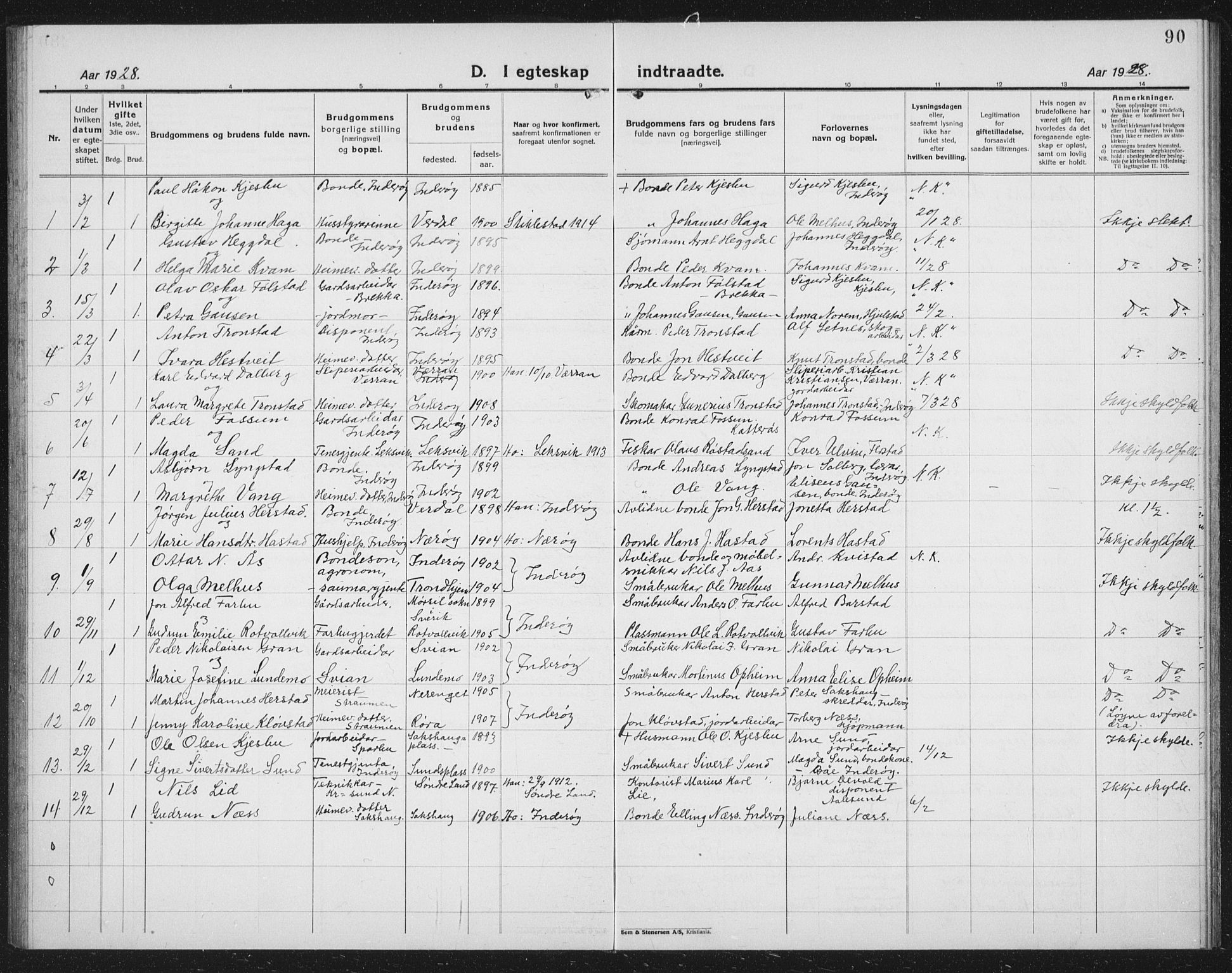 Ministerialprotokoller, klokkerbøker og fødselsregistre - Nord-Trøndelag, AV/SAT-A-1458/730/L0303: Parish register (copy) no. 730C06, 1924-1933, p. 90