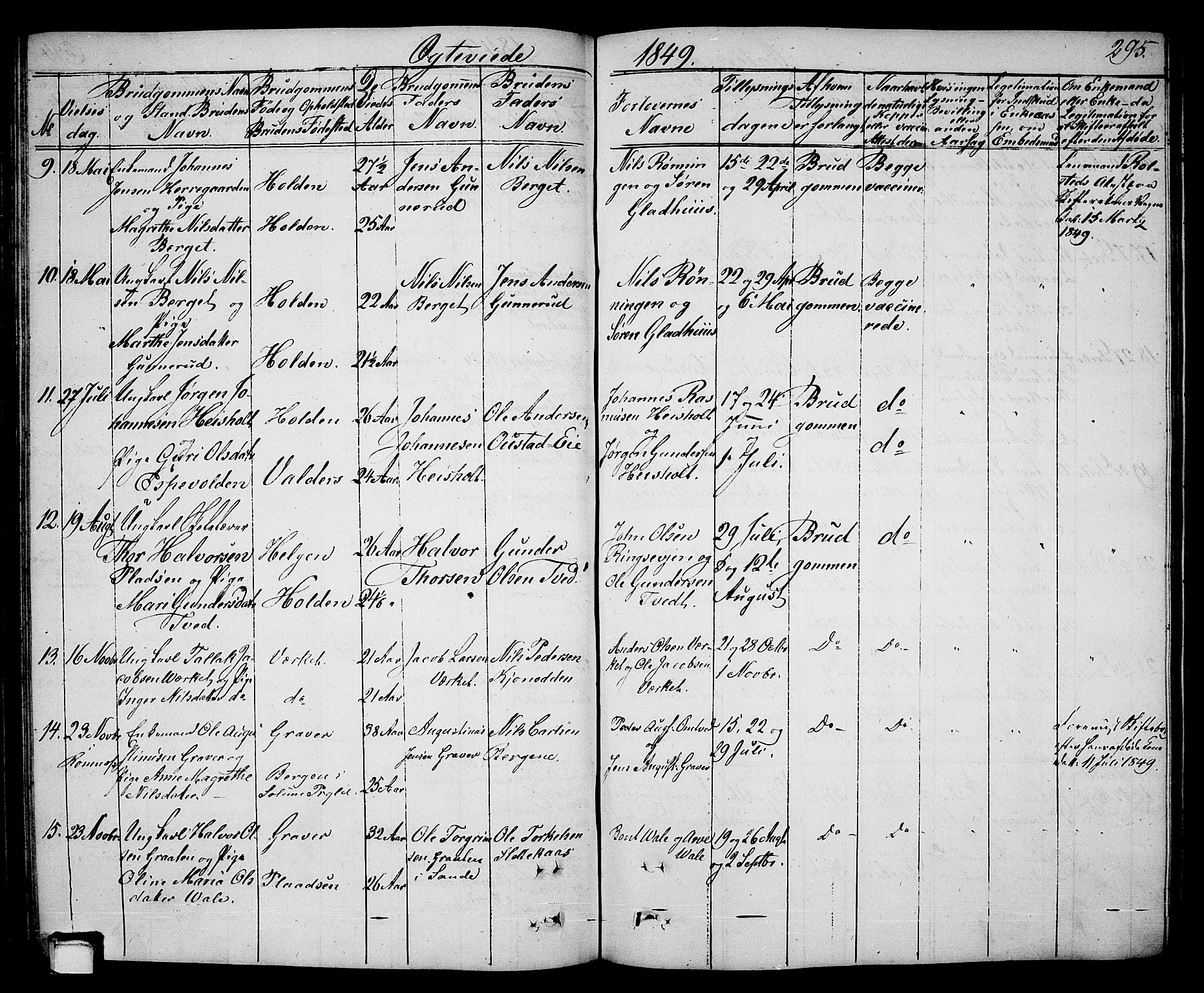 Holla kirkebøker, AV/SAKO-A-272/G/Ga/L0003: Parish register (copy) no. I 3, 1849-1866, p. 295