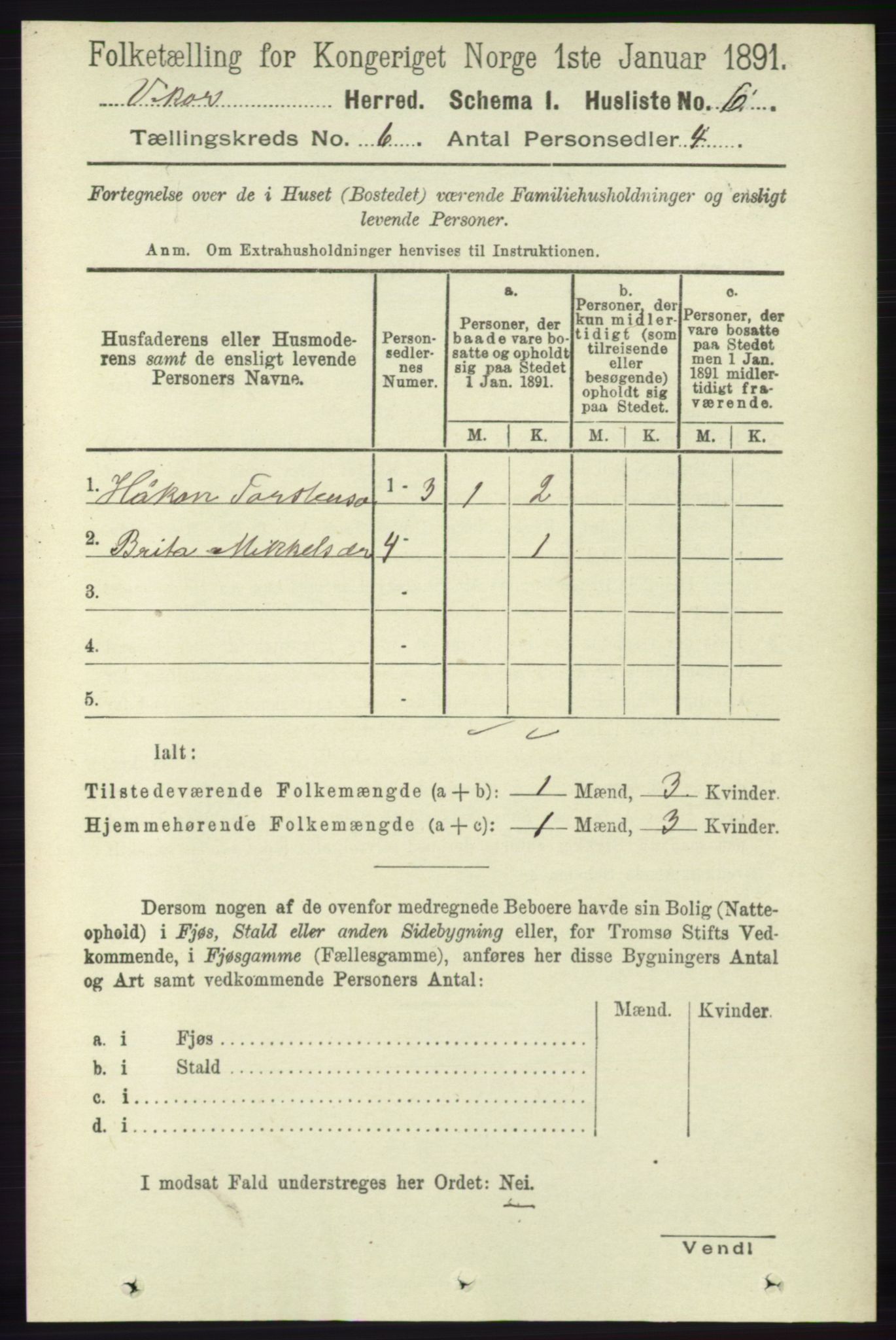 RA, 1891 census for 1238 Vikør, 1891, p. 1746