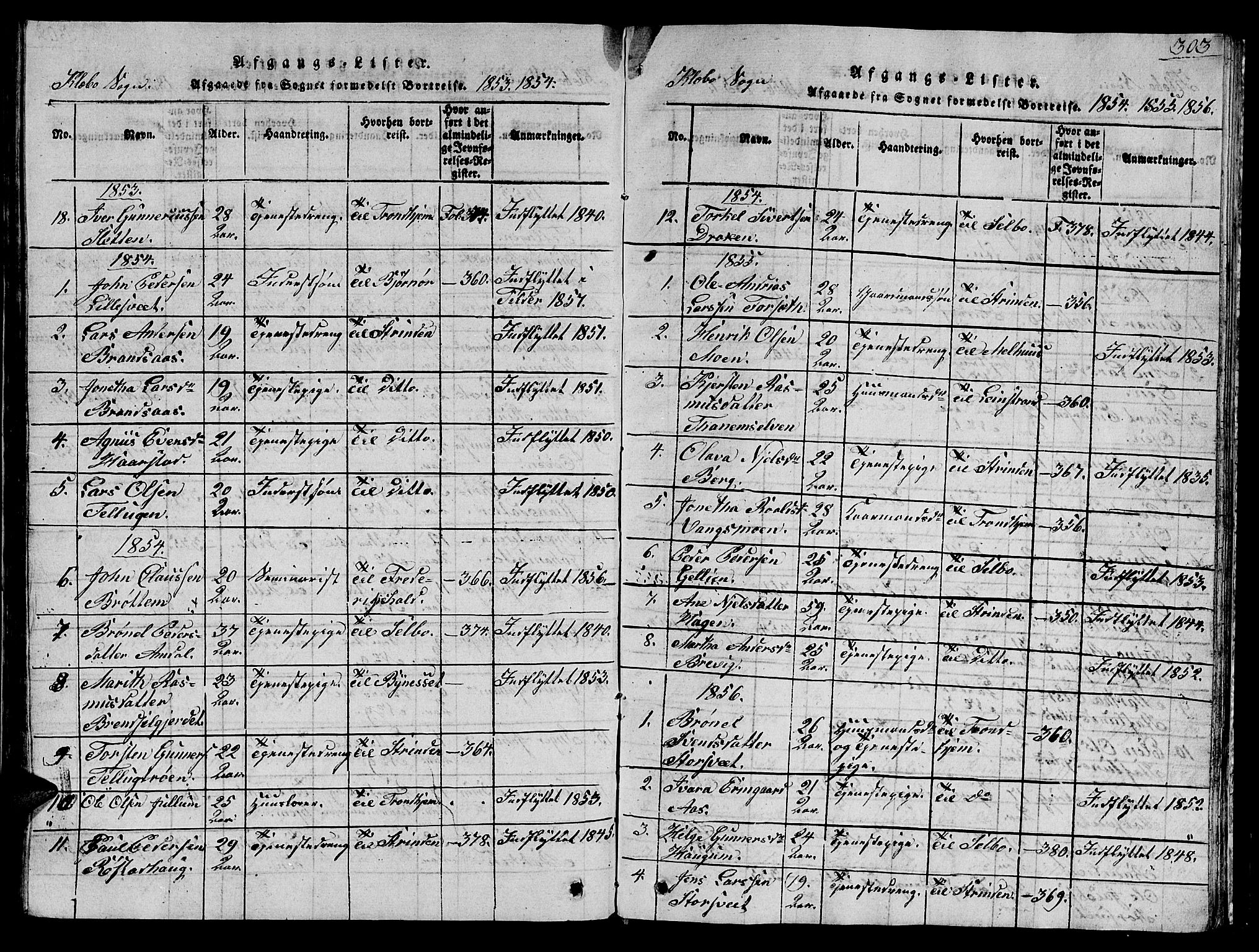 Ministerialprotokoller, klokkerbøker og fødselsregistre - Sør-Trøndelag, AV/SAT-A-1456/618/L0450: Parish register (copy) no. 618C01, 1816-1865, p. 303