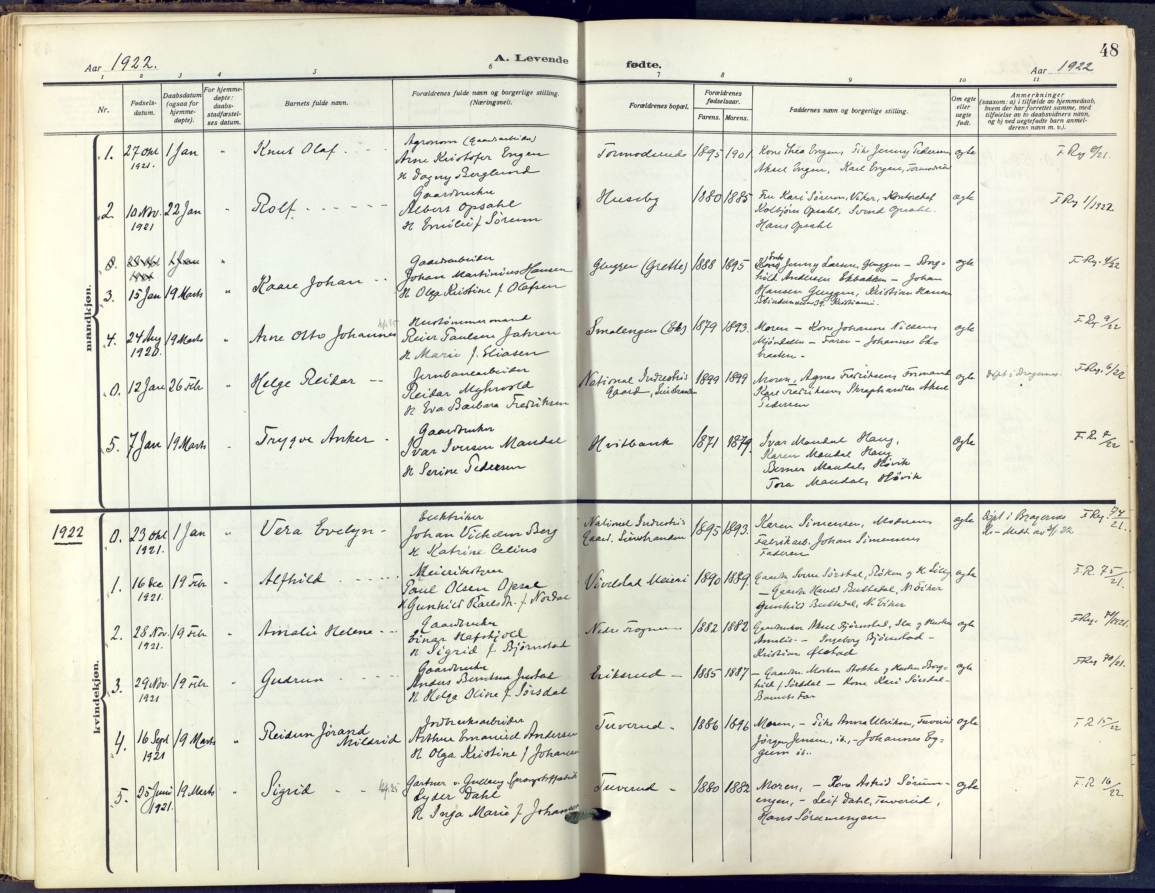 Lier kirkebøker, SAKO/A-230/F/Fa/L0019: Parish register (official) no. I 19, 1918-1928, p. 48