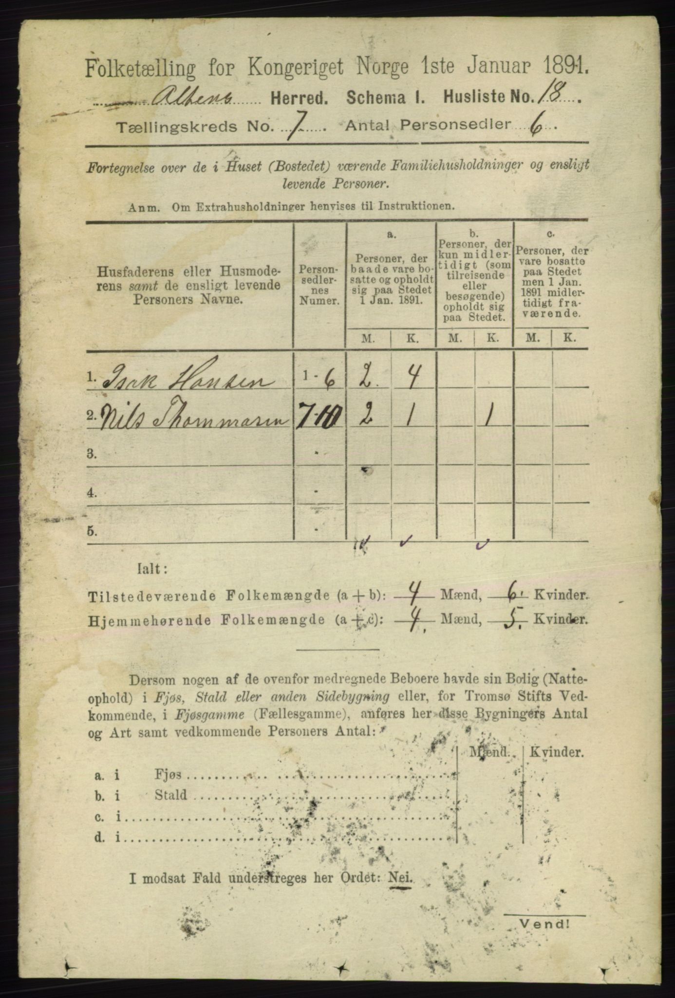 RA, 1891 census for 2012 Alta, 1891, p. 2057